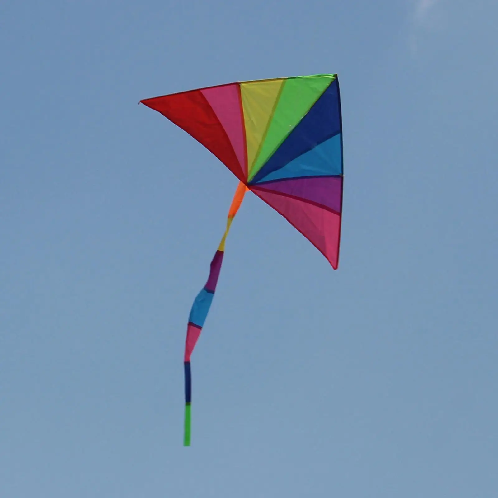 Large Rainbow Delta Kite with Long Colorful Tail for Children Outdoor Game Activities Beach Trip Great Gift Childhood