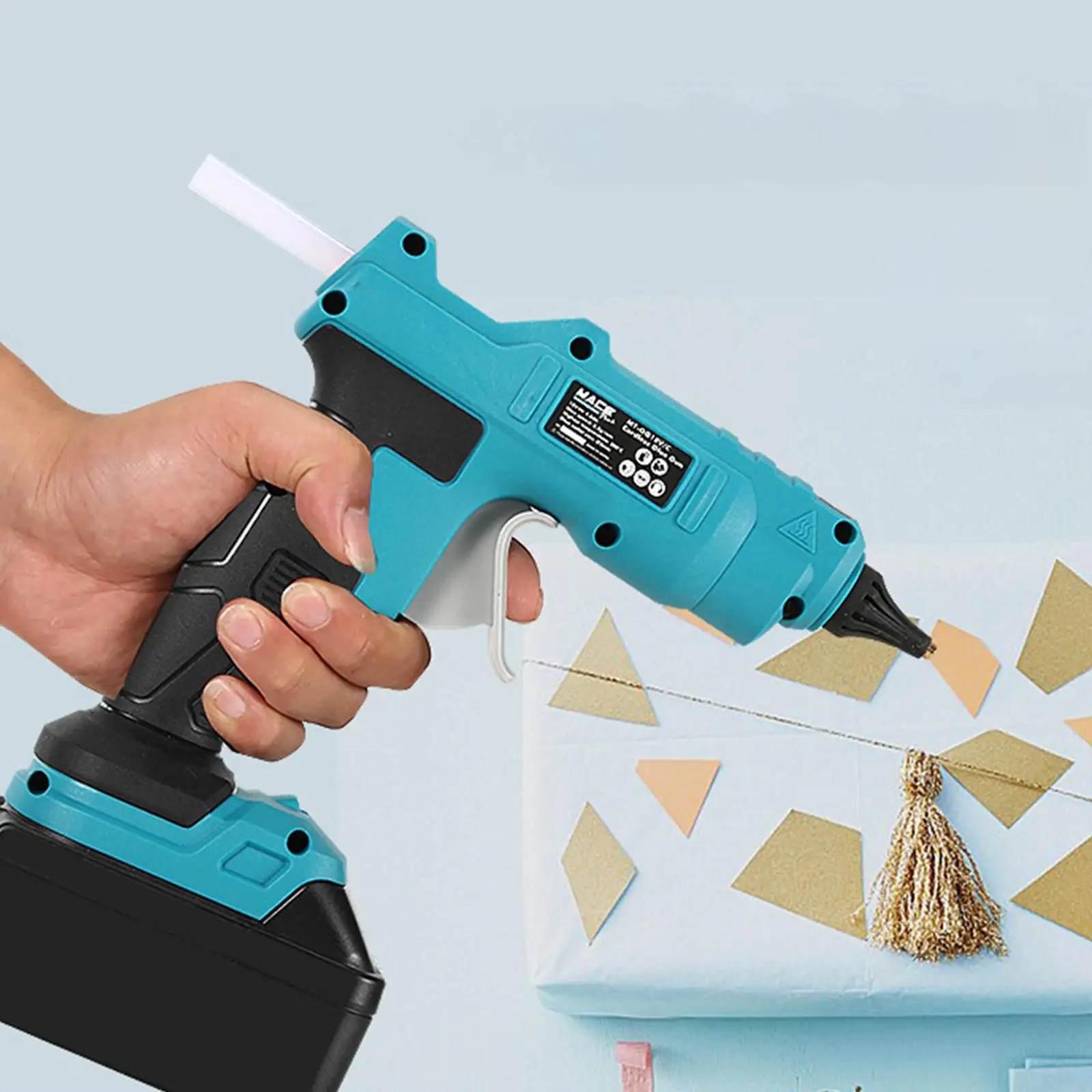 Cordless Hot Melt Glue Pistol with 10 Clear Glue Clubs Chargeable Electric Handheld Without Lithium Battery for Repairing Home