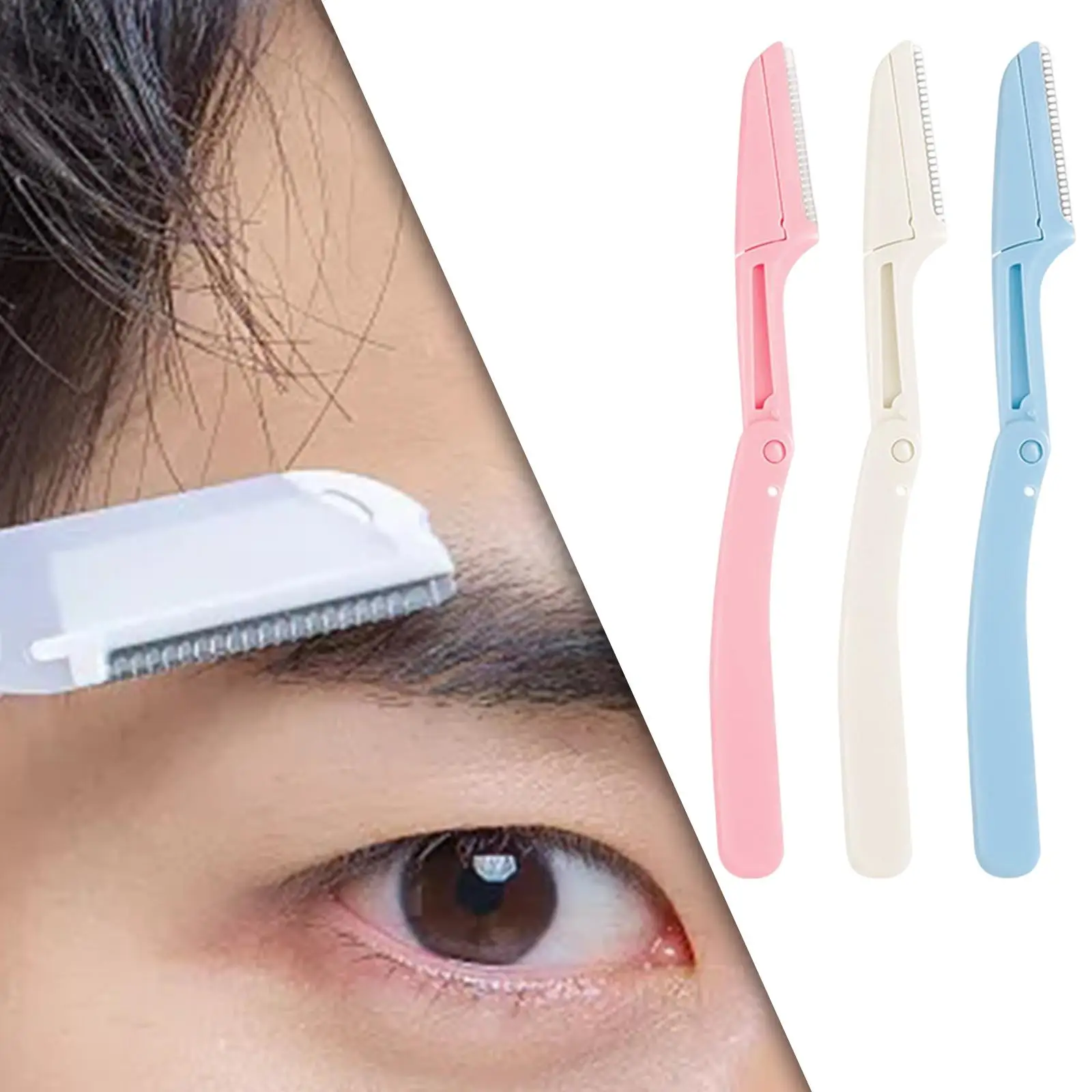 3x Foldable Eyebrow Shaper Shaping Handheld Reusable Groomer Smoothing Trimming Facial Hair Remover for Chin Legs Home Salon