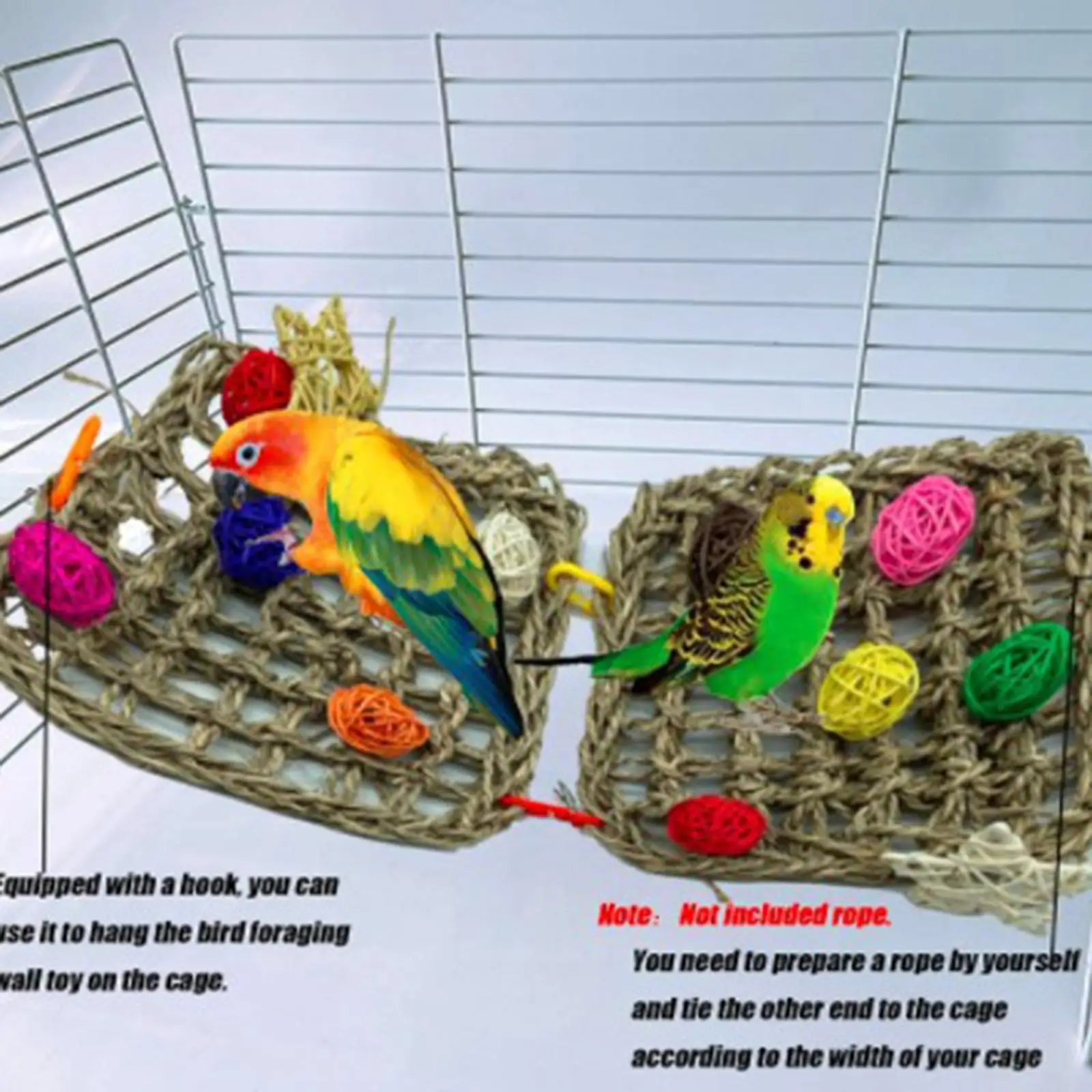 Hanging Parrot Chewing Toys Cage Bite Large Medium Rattan Swing for Bird Tearing Nibbling African Grey Macaws Cockatiel