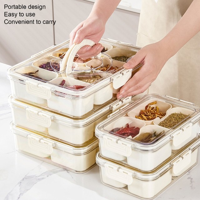 Airtight Food Storage Container with 5/6 Removable Compartments Clear  Plastic Snack Fruit Serving Platter for Party Picnic - AliExpress