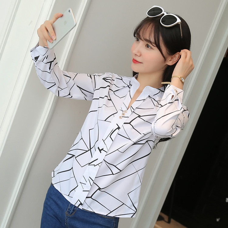 Title 7, Stripe White Women Shirt Korean Fashion Women