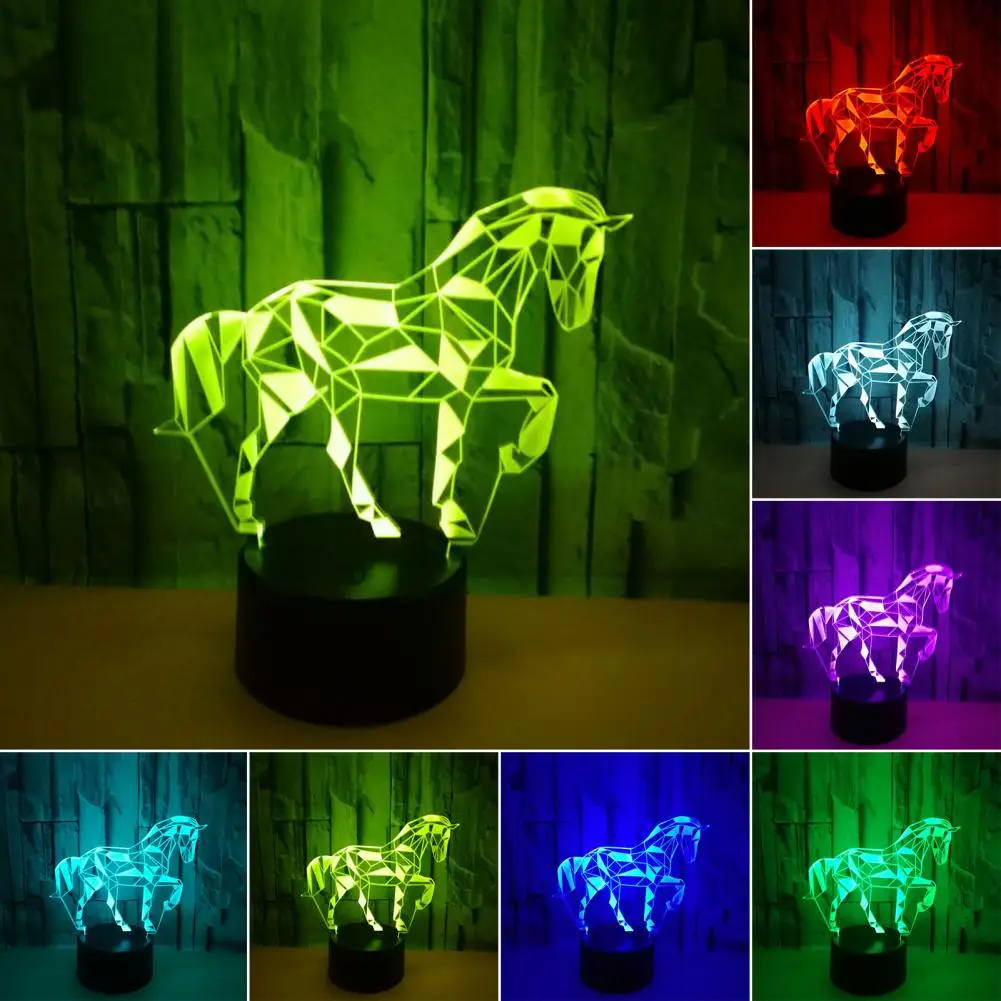 3D Nigh Light Black Color LED Bedside Lamp Eye Protection Horse Shape Innovate LED Bedside Lamp Party Favor Decorative