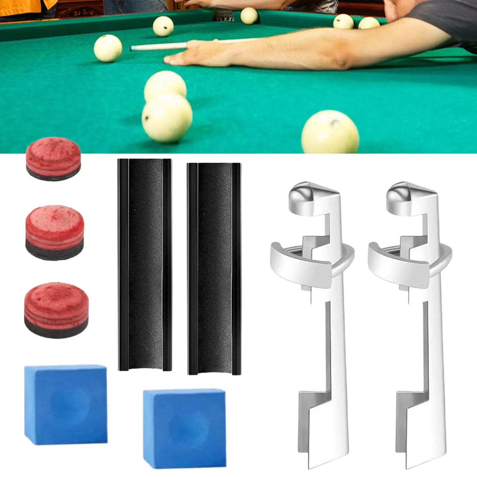 9x Pool Cue Tip Repair Kit Portable Chalk Cubes Snooker Billiards Cue Stick