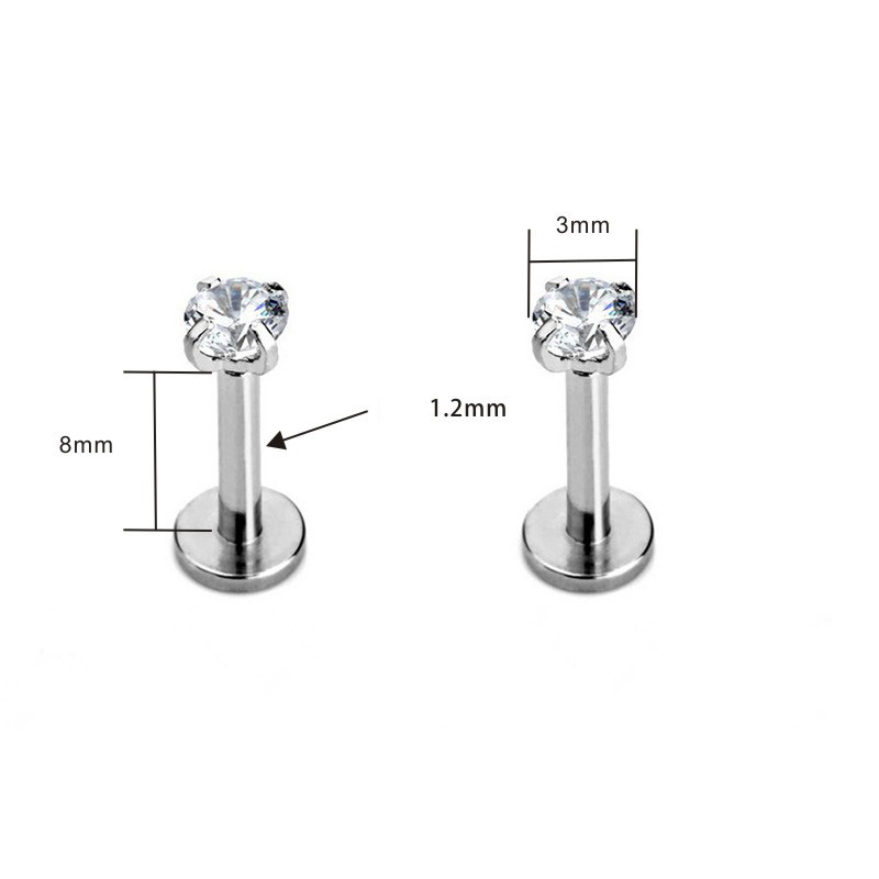10 Stück ASTM F 136 Titan 0,9 mm Gewinde Ohrstecker Kopf Zirkon PIERC Labret Lippenohrring Körperpiercing Schmuck Fabrik Großhandel – Detail 14