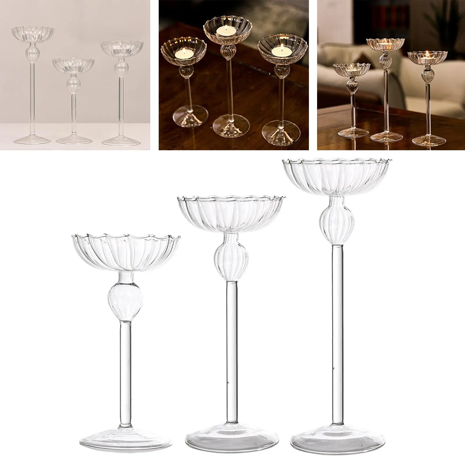 European Style Candle Holder Glass Candlestick Stand Candle Stand Tealight Candle Holders for Wedding Table Centerpiece Decor