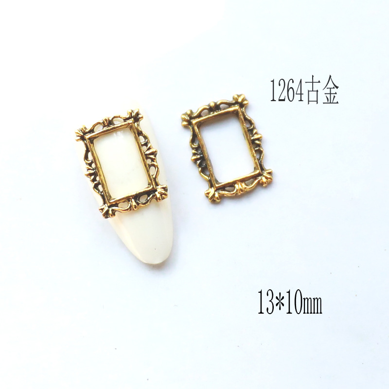 20 Stück Vintage Nail Art Rahmen vier Farben Multi-Formen Retro Legierung Nageldesigns Charms große Edelsteine für Nagelzubehör 2025 – Detail 17