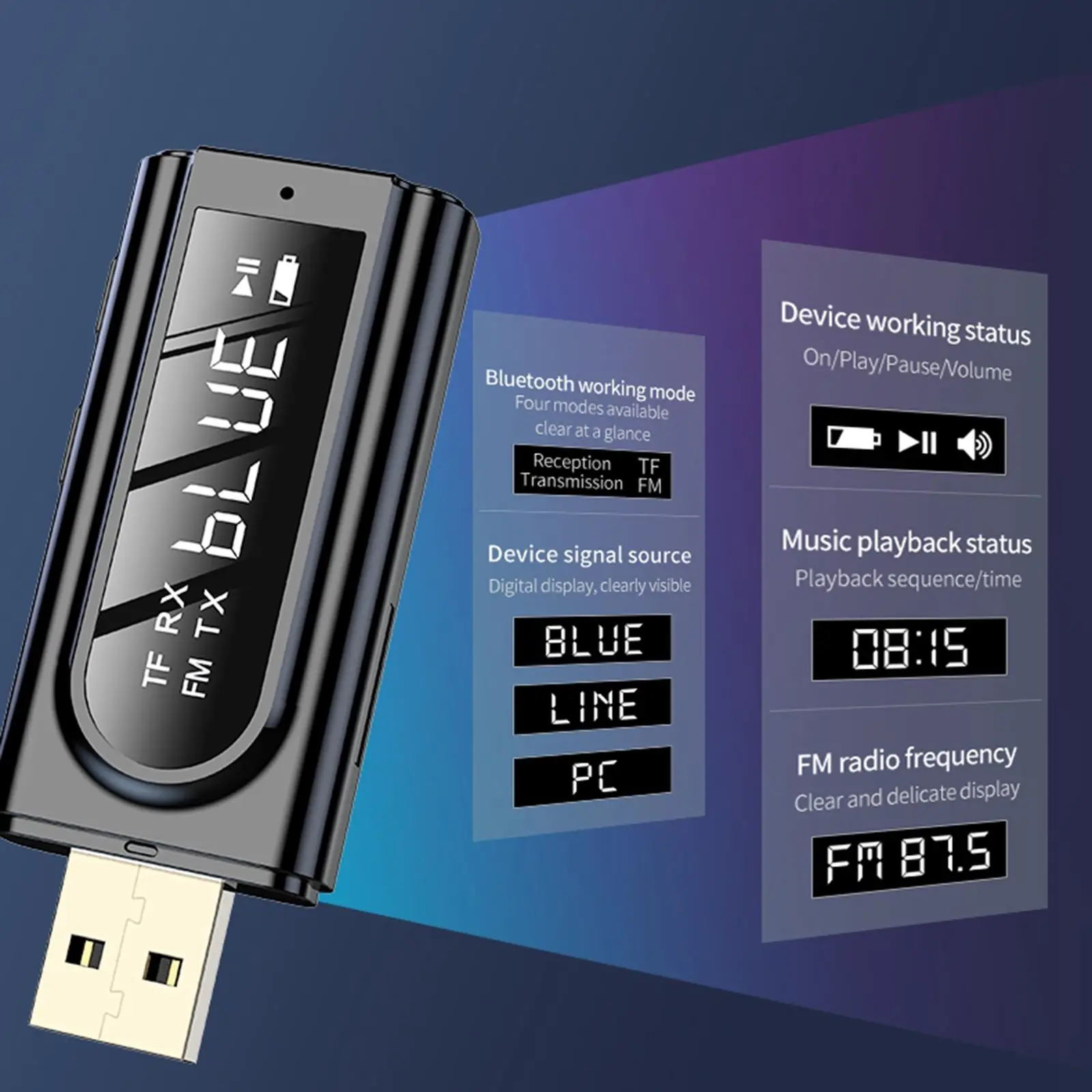  5.0 Receiver MP3 Players Music  AUX USB Adapter  phone/Car/Tablet/Computer/ speaker/Amplifier/Projector