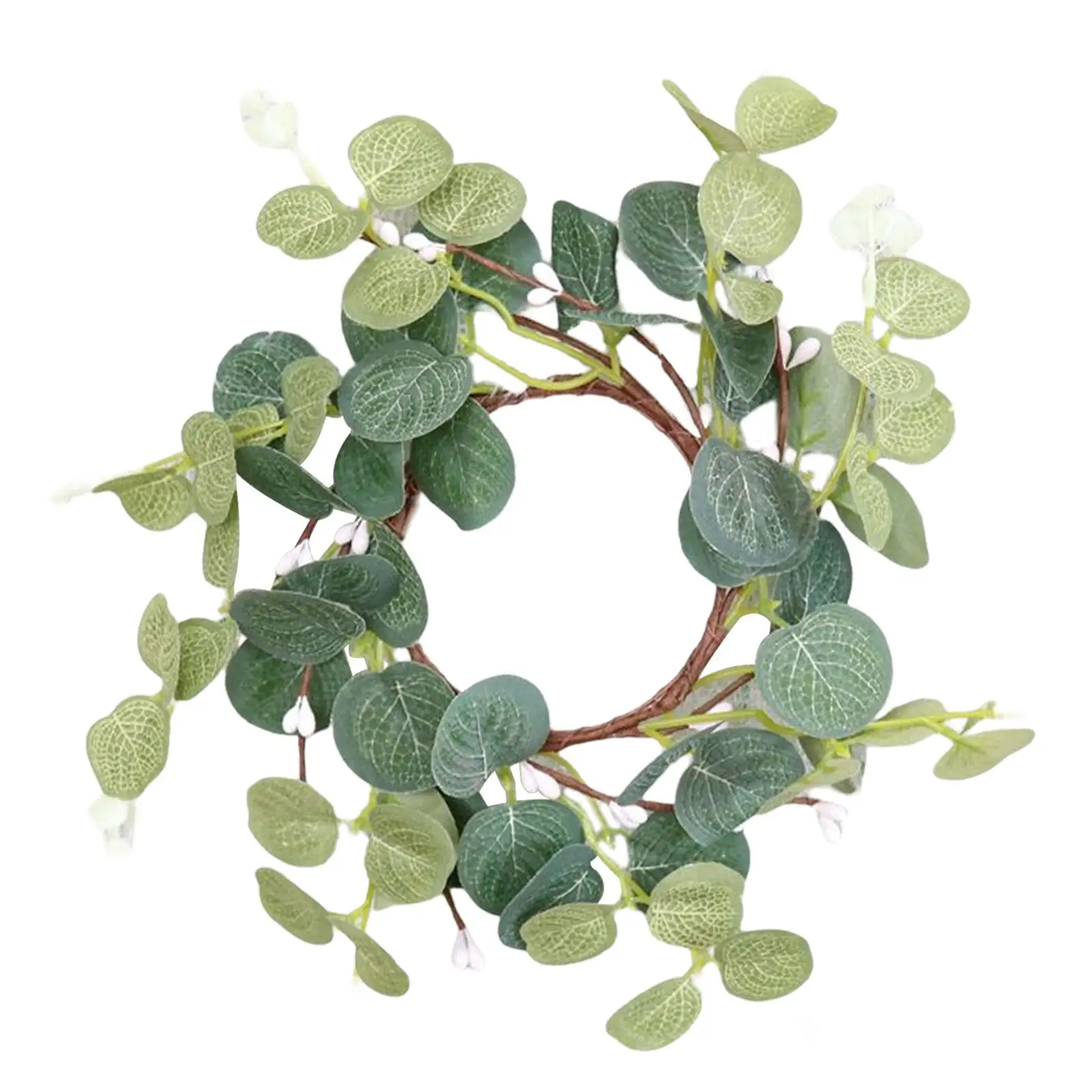 Artificial Easter Candle Wreath Centerpieces Eucalyptus Leaves Wreath Candlestick Candle Holder Wreath for Farmhouse Wall Decor