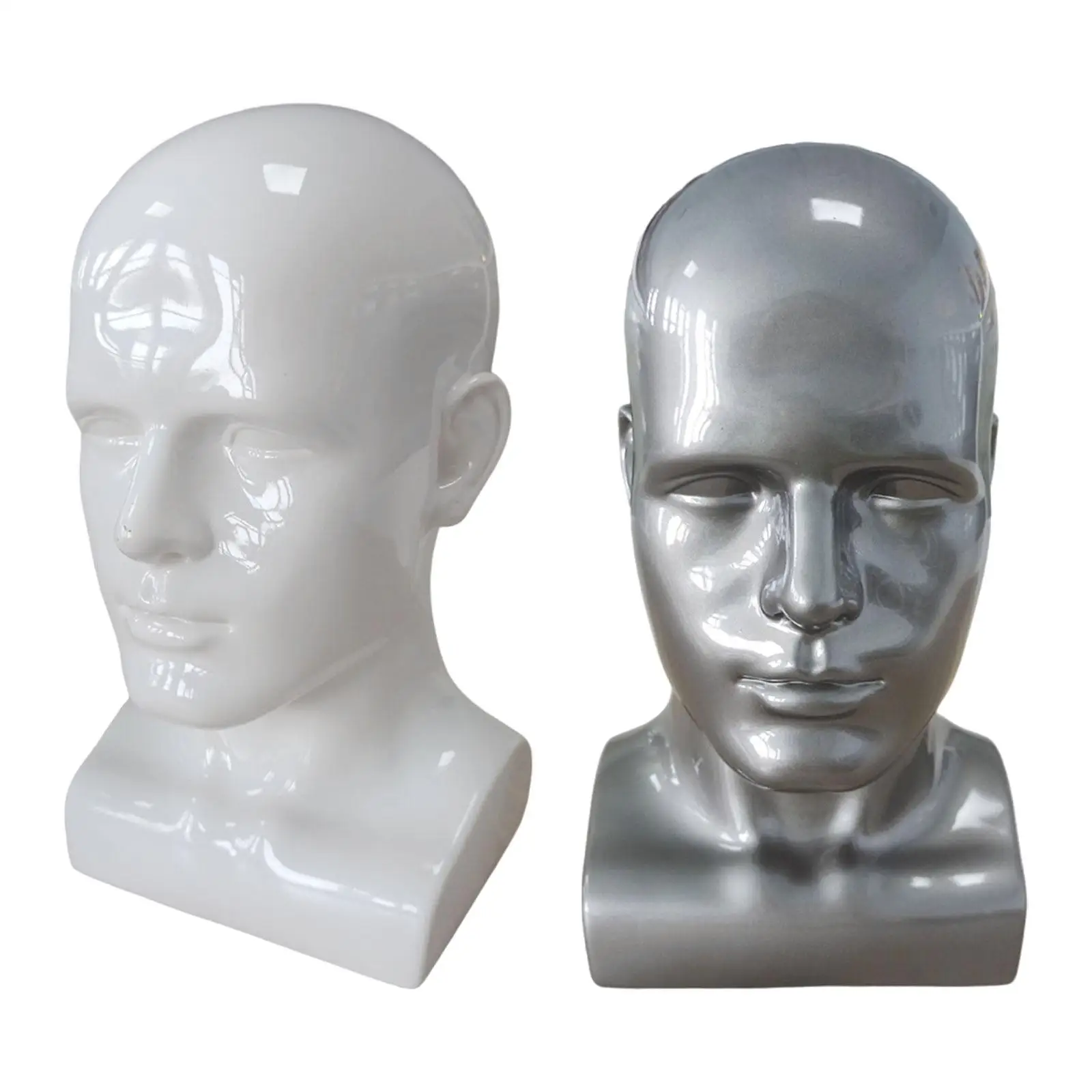 Men Mannequin Head PVC Display Styling Tool Accessories for Hat Scarf 13.4inch Tall Sturdy