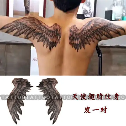 Angel Demon Wings Tattoos Lasting Tattoo Stickers Waterproof Fake Tattoo  For Woman Men Back Shoulder Tattoo Temporary Tattoos - Temporary Tattoos -  AliExpress
