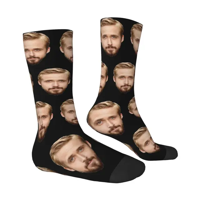 Men's Cool Ryan Gosling Portrait Socks Warm Funny Happy Unique Socks  Harajuku Merch Middle TubeSocks Small Gifts - AliExpress