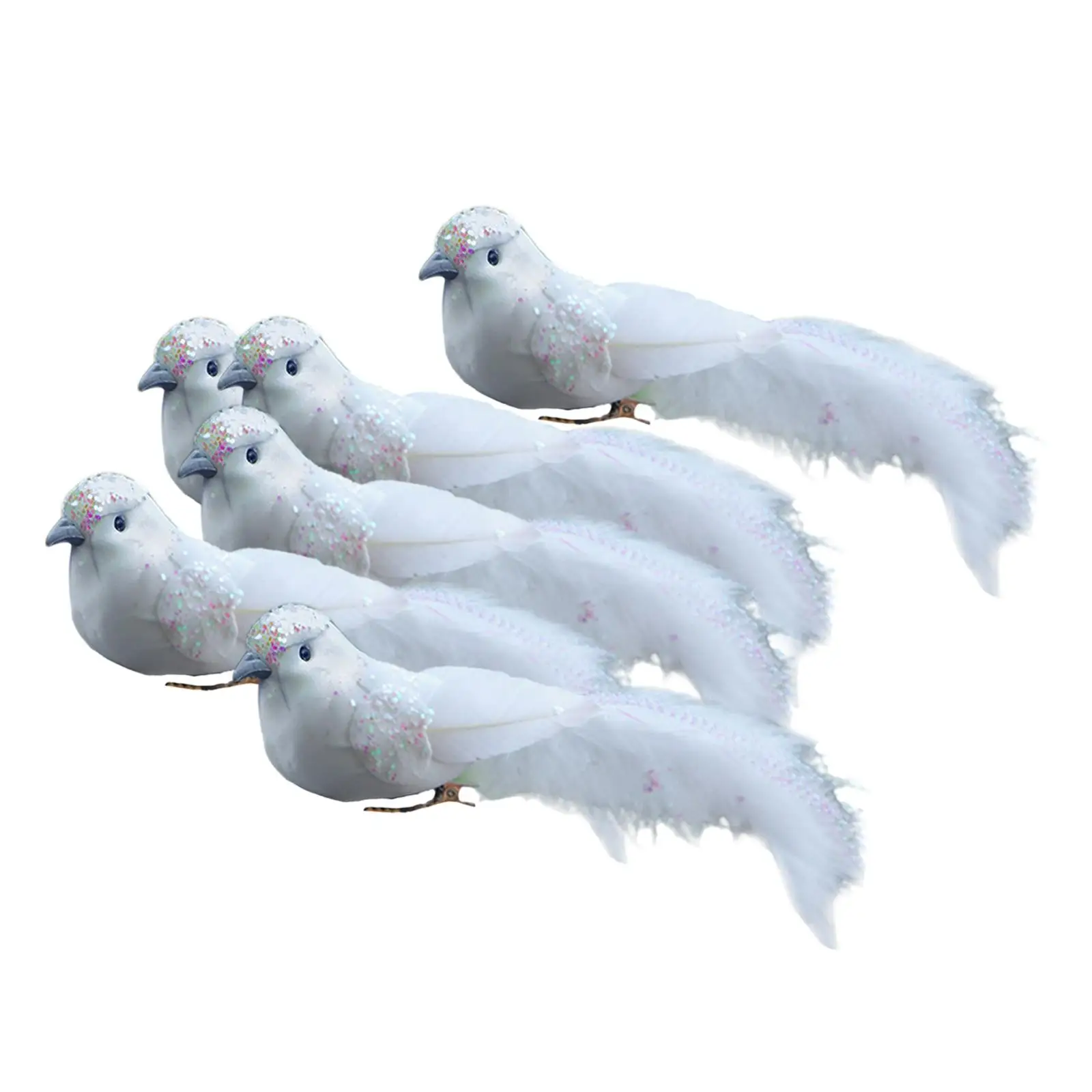 6x Lifelike Feathered Birds Decorative Sculpture Simulation Garden Figurine Realistic Foam Birds for Garden Window Decorations