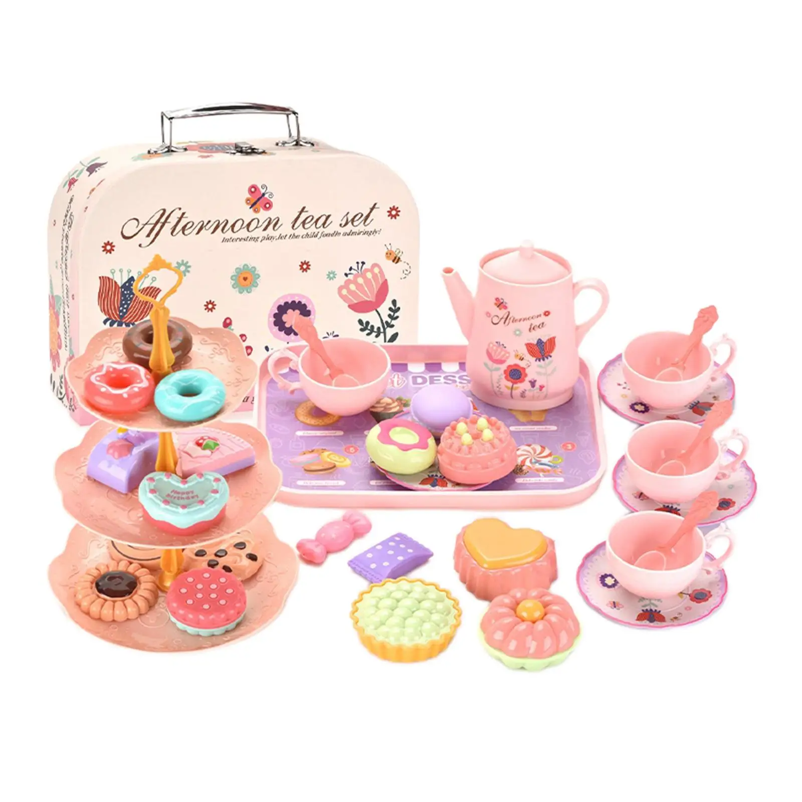 Simulation Tea Cake Set Developmental Gifts Play House Kitchen Afternoon Tea Game for Children Baby Boys Kids Party