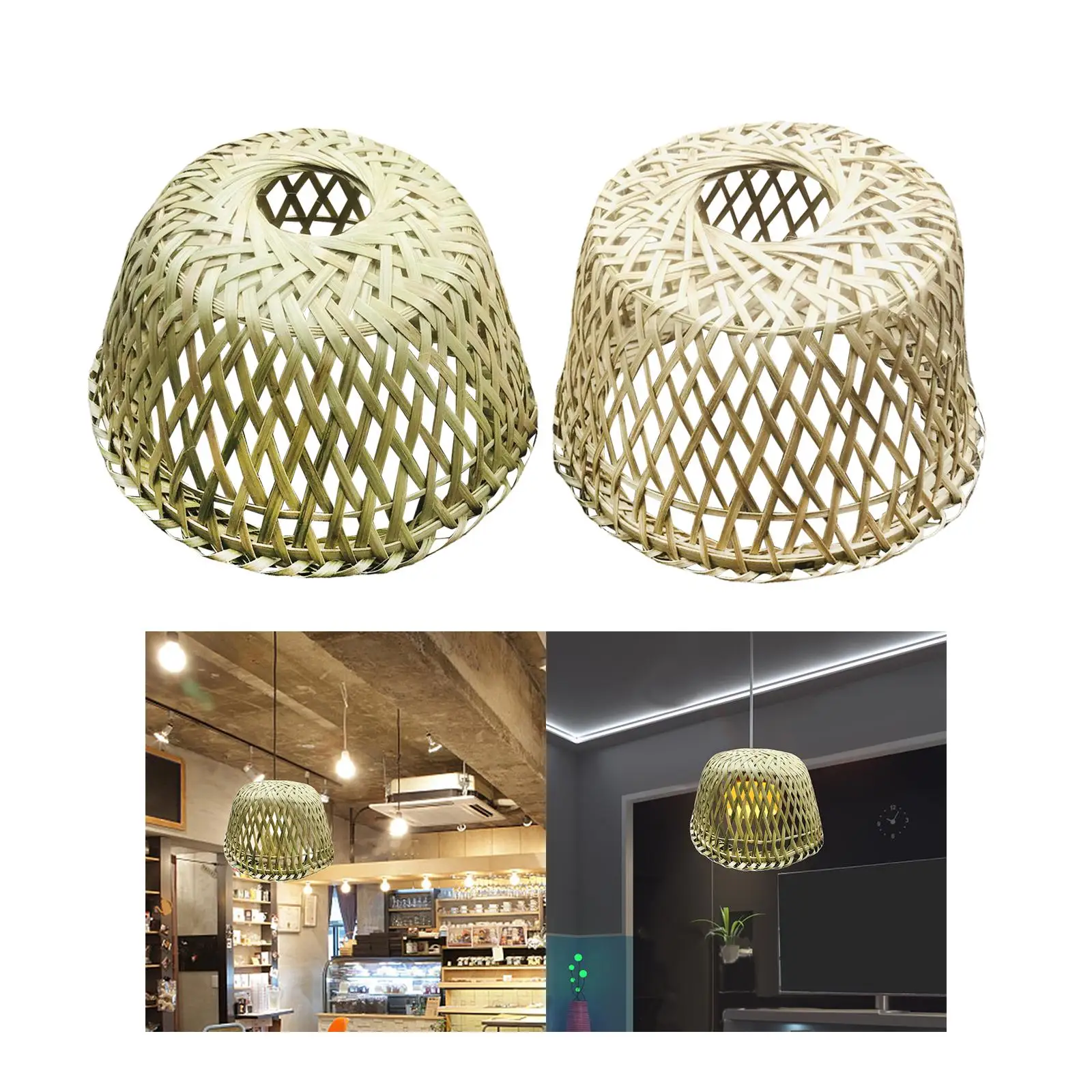 Bamboo Hanging Pendant Lampshade Handmade House Decoration for Kitchen Bedroom Ceiling Lantern Cover