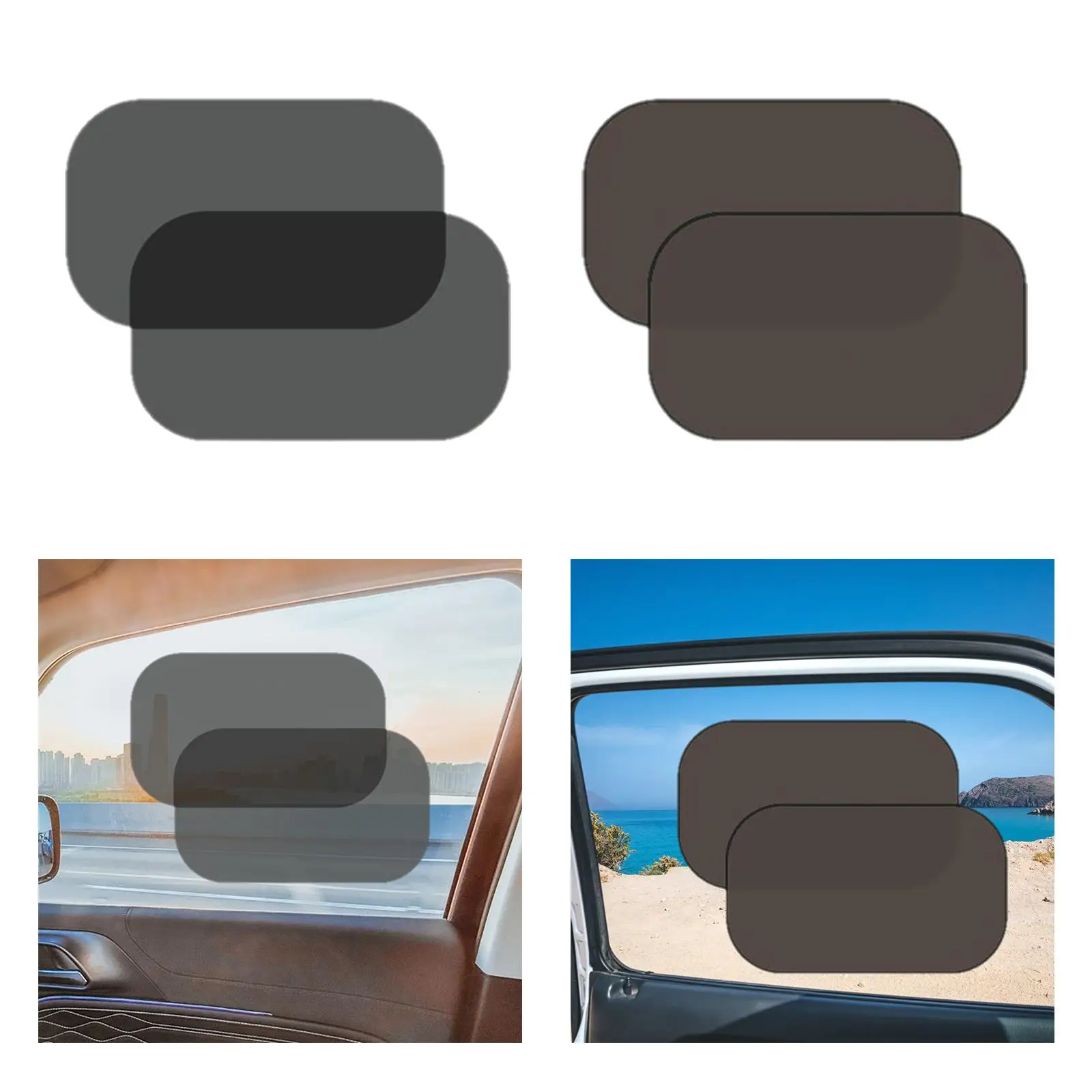 2x Car Side Window Sunshades Interior Heat Shields Static Cling Sun Visor for Most Cars Easy Installation Car Accessories