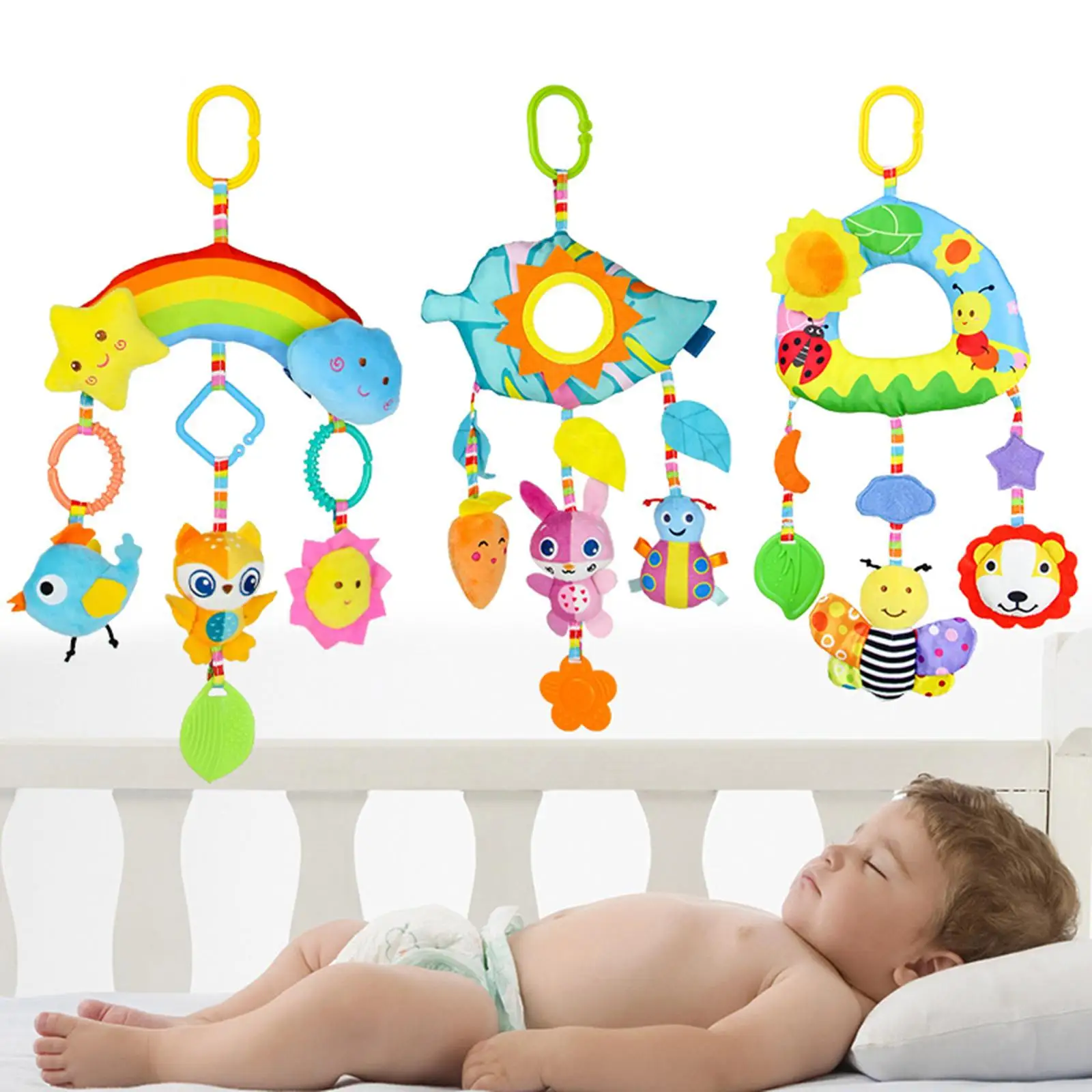 Cute Baby Hanging Rattles Toy Bed Hanging Toy Baby Teether for Pushchair