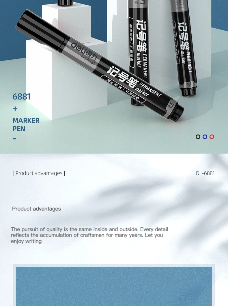 3/6 Pcs/set Deli Permanent Art Markers Pens Waterproof Oil Based Paint Markers for Rock Wood Fabric Plastic Canvas Glass Canvas