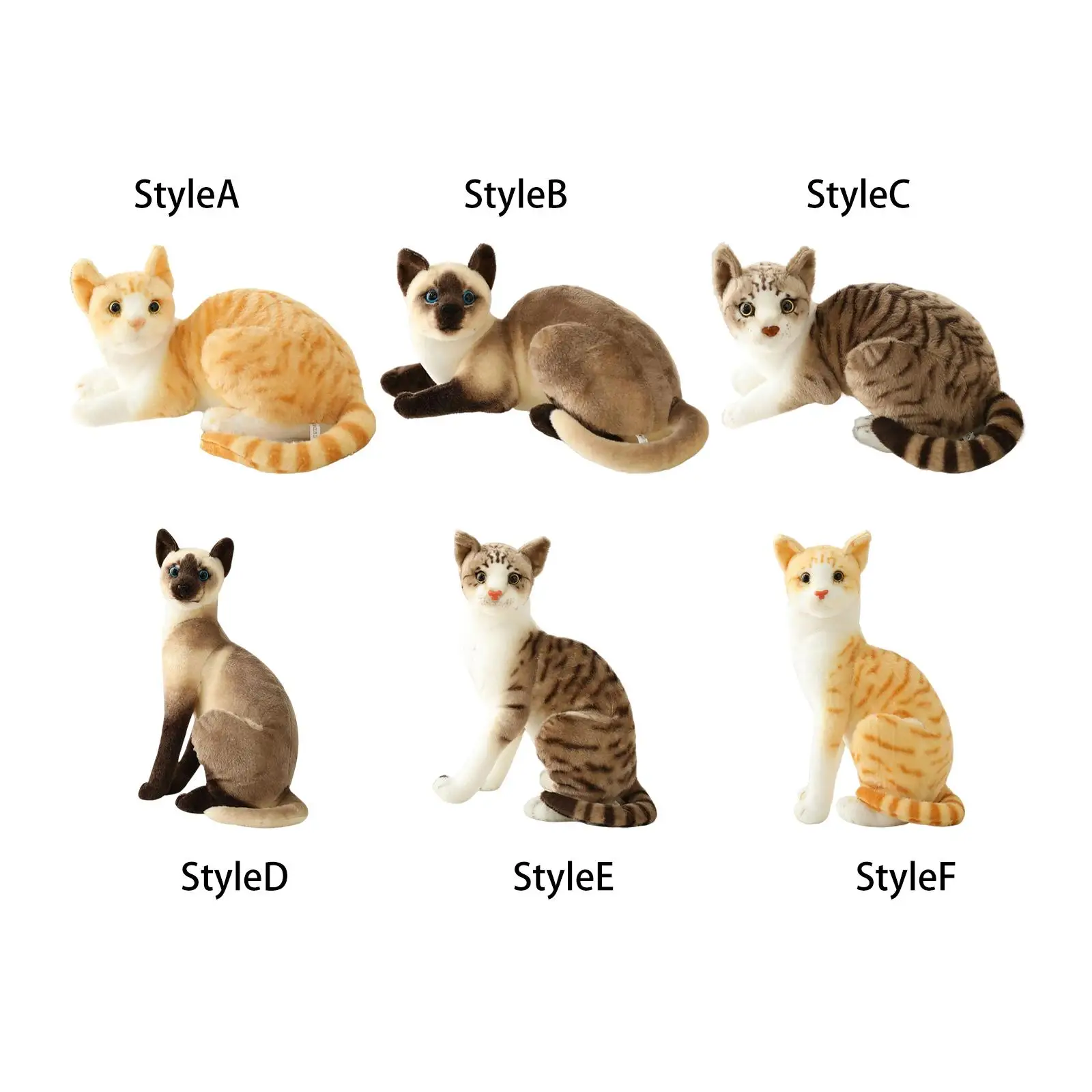 Soft Simulation Siamese Cats Comfortable Doll Lifelike Cute for Adults