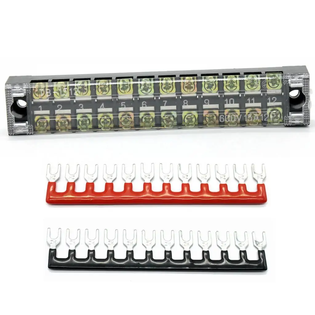2V 15Amp 12 Positions Double Row Screw Block with Terminal  Strips