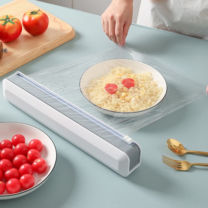 plástico cling wrap dispensador de plástico recarregável do envoltório com cortador deslizante envoltório de alimentos estiramento claro cling wrap doméstico