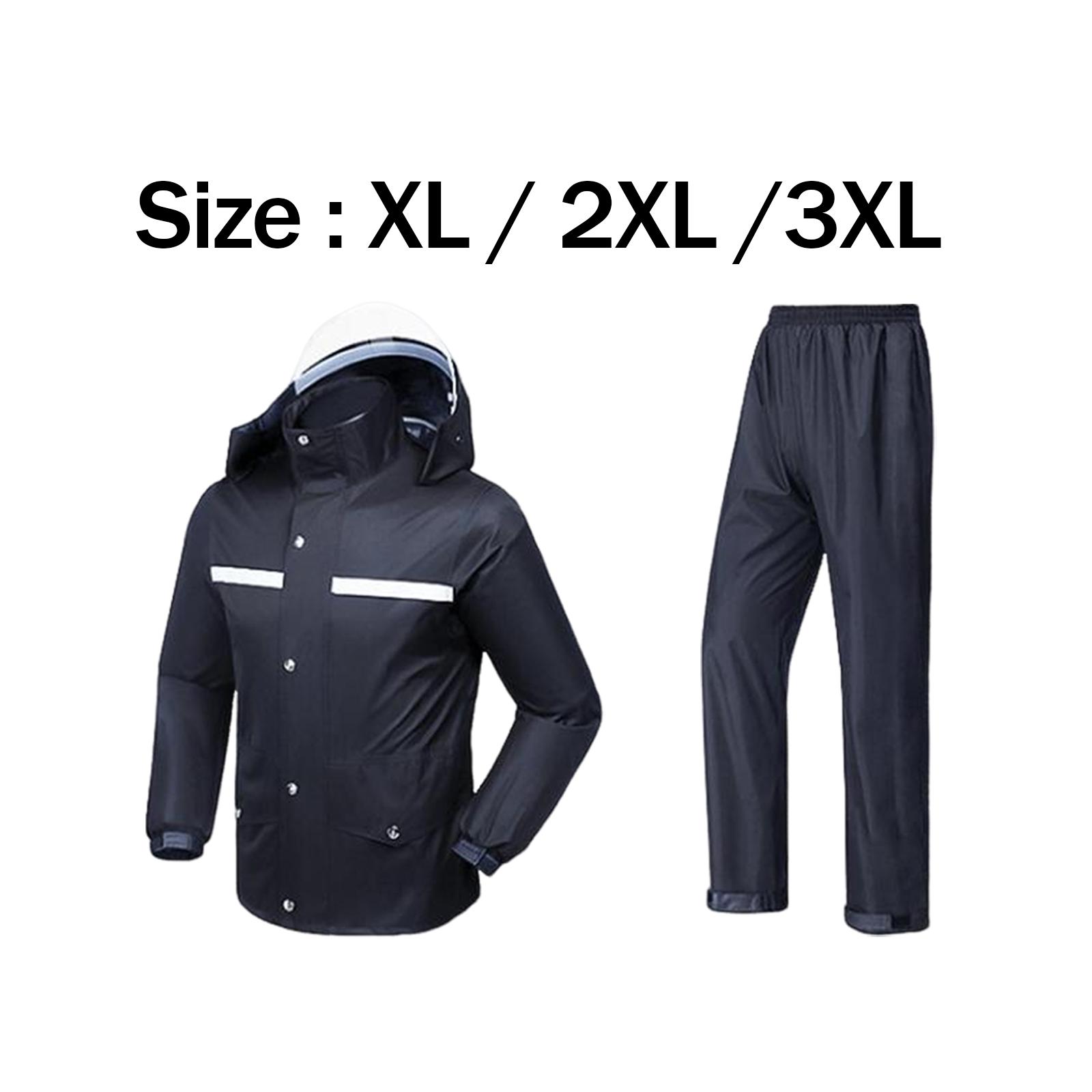 Rain Suit Jacket and Trouser Suit Hooded Zipper Closure Double Front Pockets Elastic Breathable Waterproof for Heavy Duty Rain