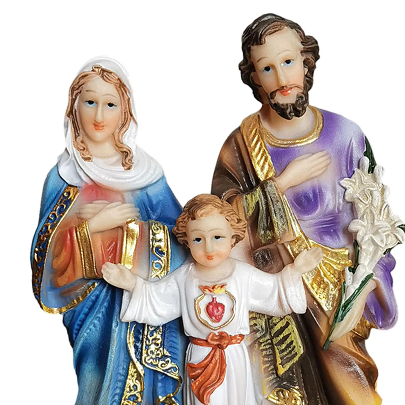Holy Family Figure Holy Family Figures Decor, Resin Traditional Crafts Religious Gift, Religious Sculpture for Car