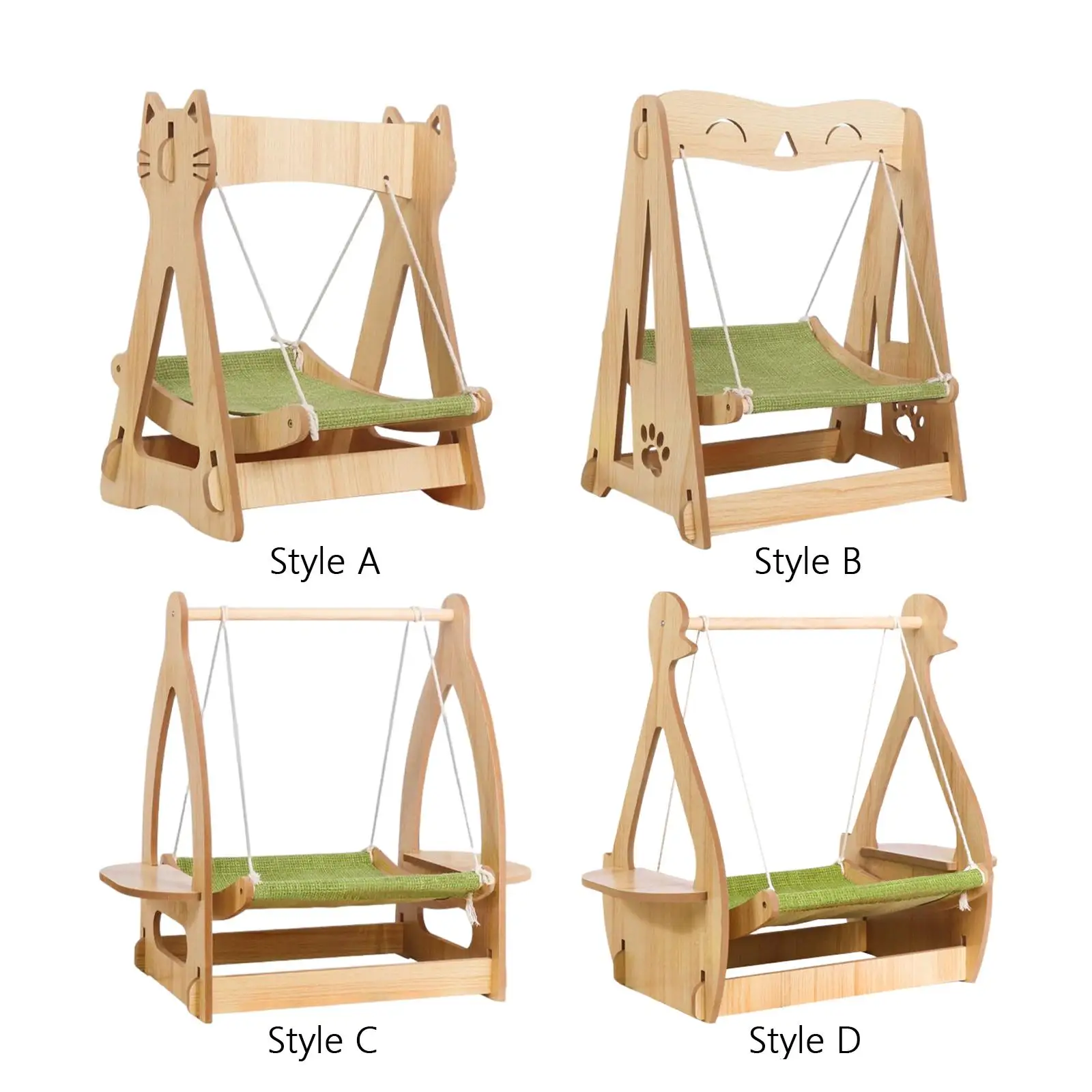 Cat Hammock Lounger Cat Bed Durable Wooden Frame Pet Hanging Swing Elevated Pet Bed Cat Chair for Indoor Cats Easy Assembly