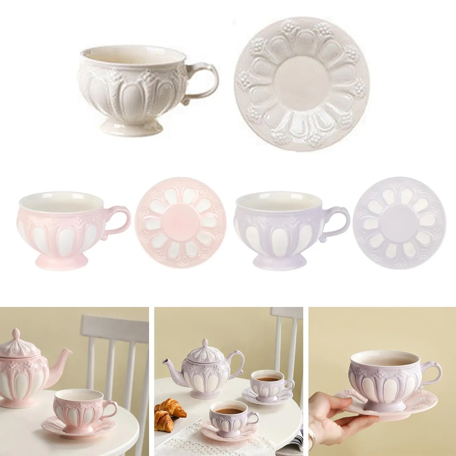 Ceramic Coffee Porcelain Tea Cups Creative Afternoon Tea Set Coffee and Saucer for Hot Chocolate Latte