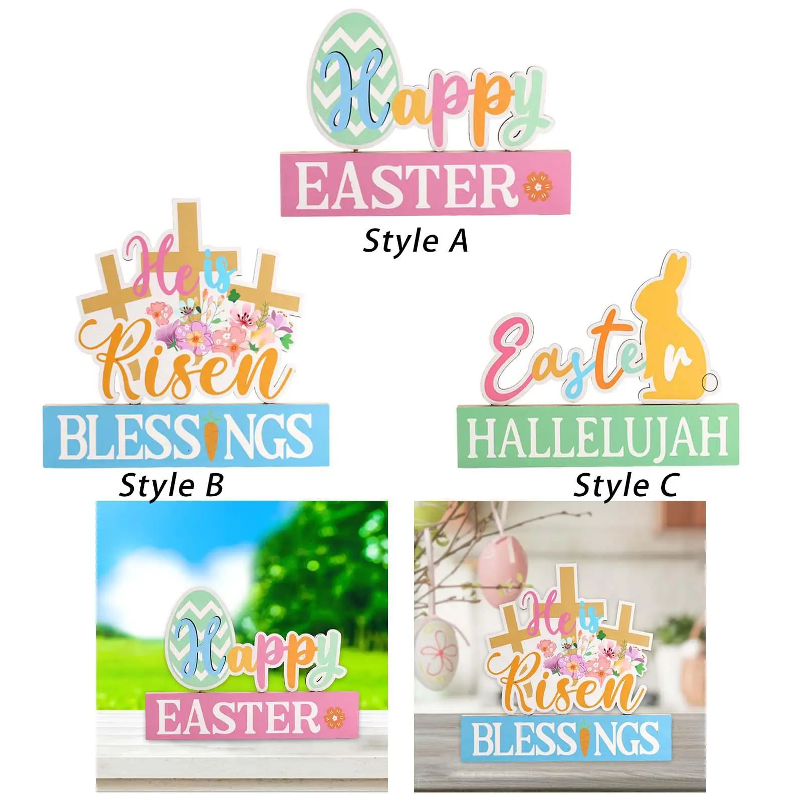 Happy Easter Table Decorations Letter Sign Colorful Centerpieces for Holiday