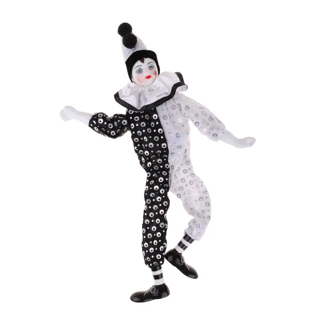 15inch Porcelain Hanging Foot Clown Doll  Desk Display Decoration