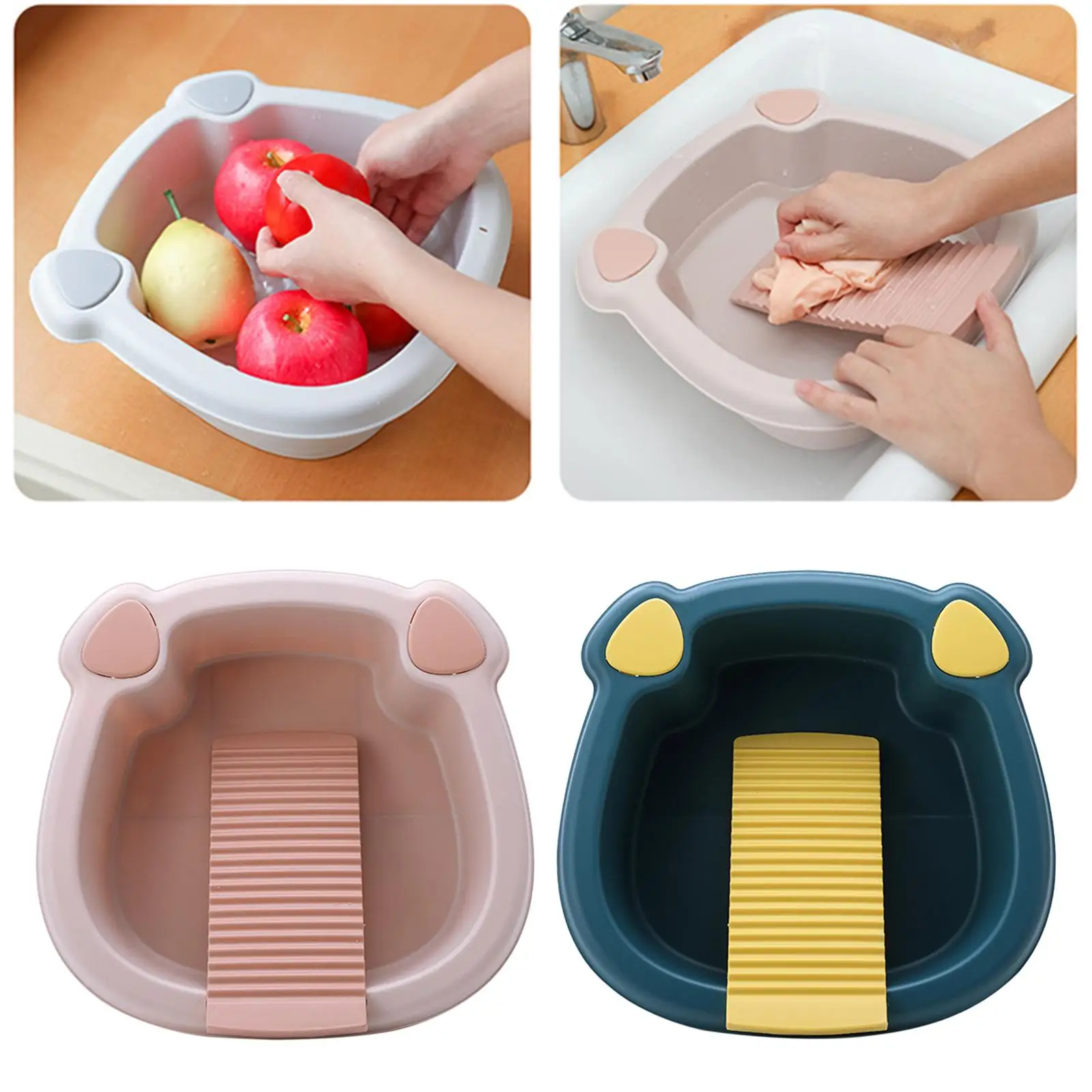 Convenient Washing Clothes Washboard Compact Non Slip Hand Washing Cute Lightweight Washtub for Blouses Home Shirts Pants
