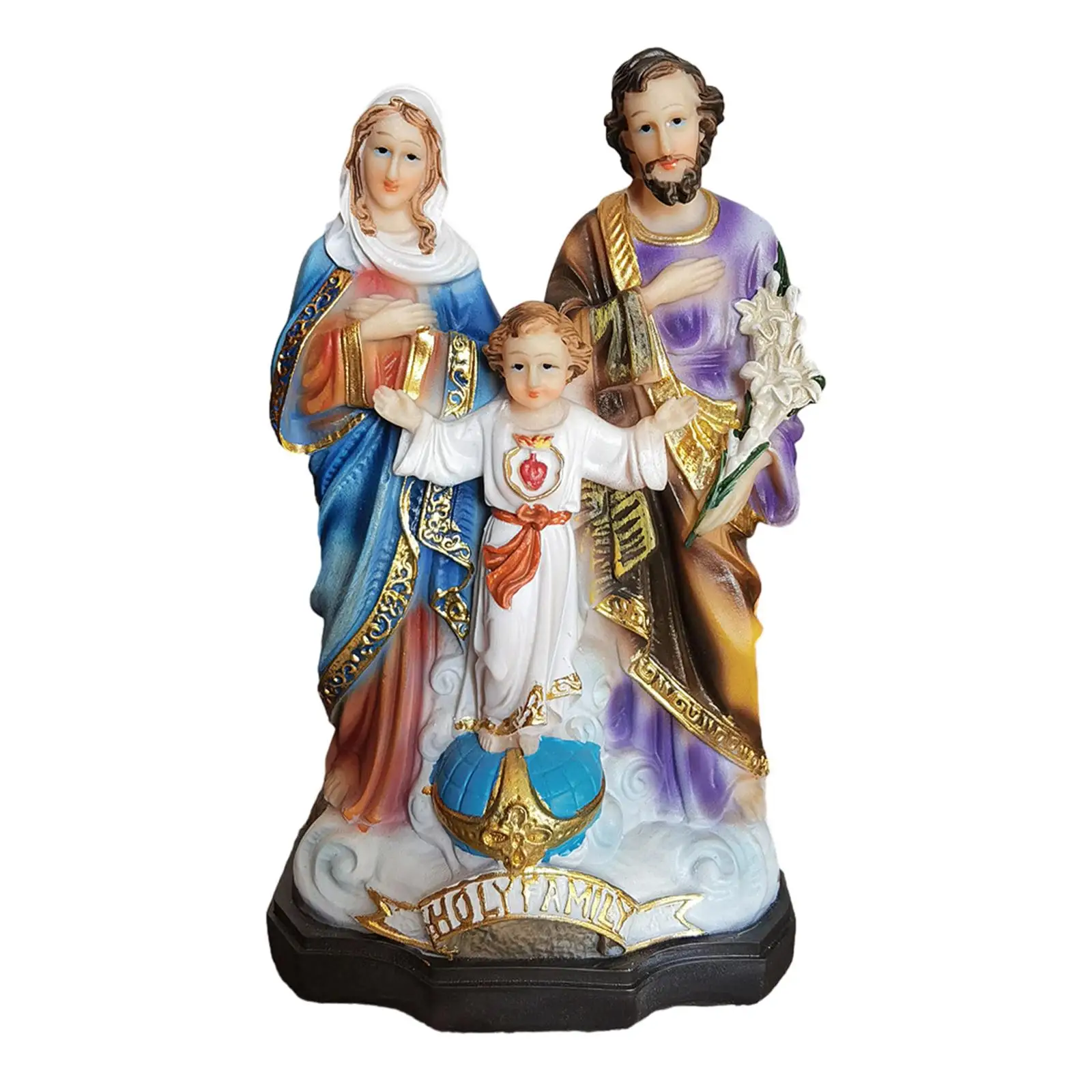 Holy Family with Child Figure, Religious Sculpture Resin Religious Gift Religious Holy Family Figures for Tabletop