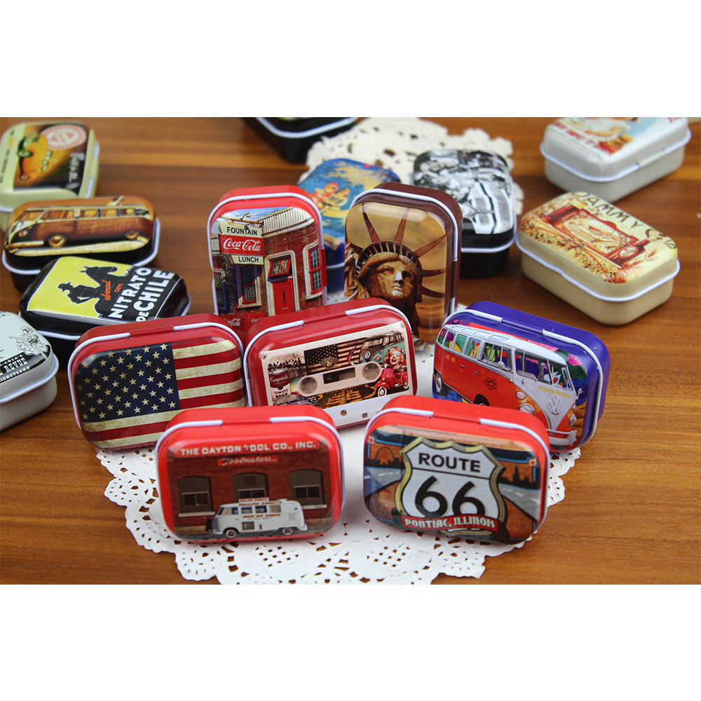 32pcs Portátil Estilo Americano Mini Viagem Tin