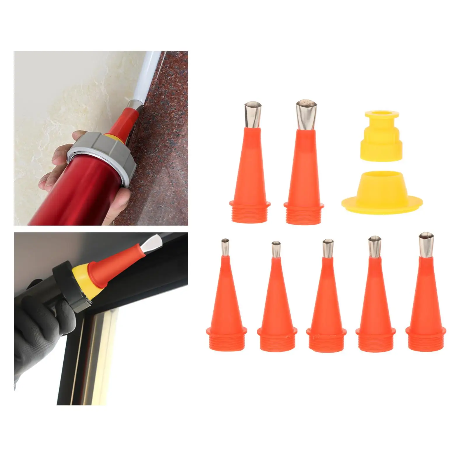 9x Caulking Nozzle Tool Set Sealant Caulking Finishing Tool with Bases Replacement Caulking Finisher Nozzle Kit for Kitchen Home