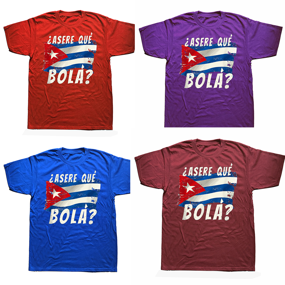 Kubanische Flagge Lustige Kuba Spanisch Gruß T Shirts Grafik Baumwolle Streetwear Kurzarm Geburtstag Geschenke Sommer T-shirt – Detail 3