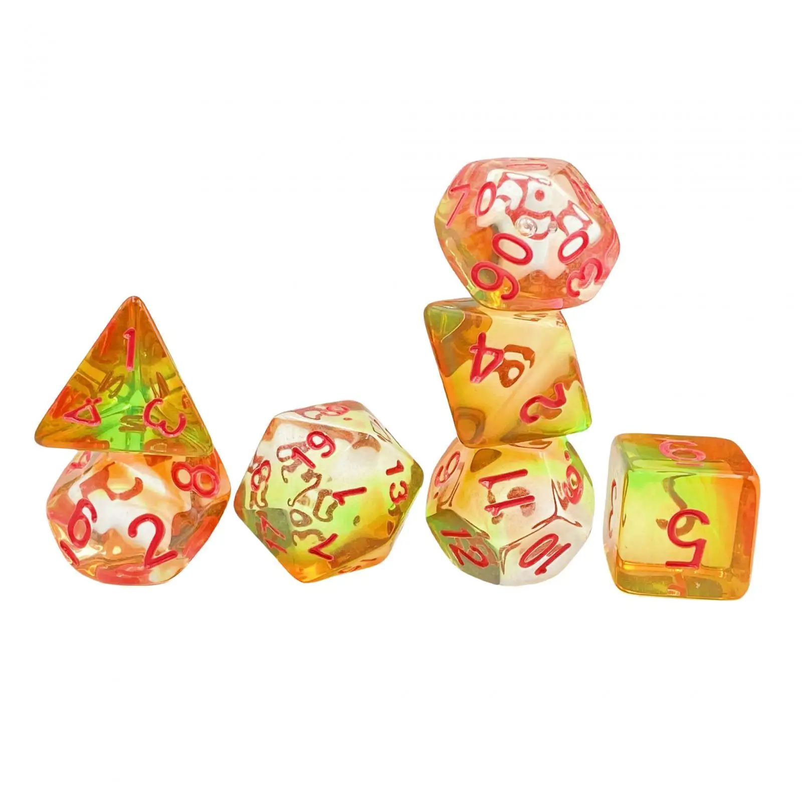 7x Multi Sided Dices Entertainment Toys Polyhedral Dices Acrylic Dices for Party Game Card Game Role Playing Game Board Game