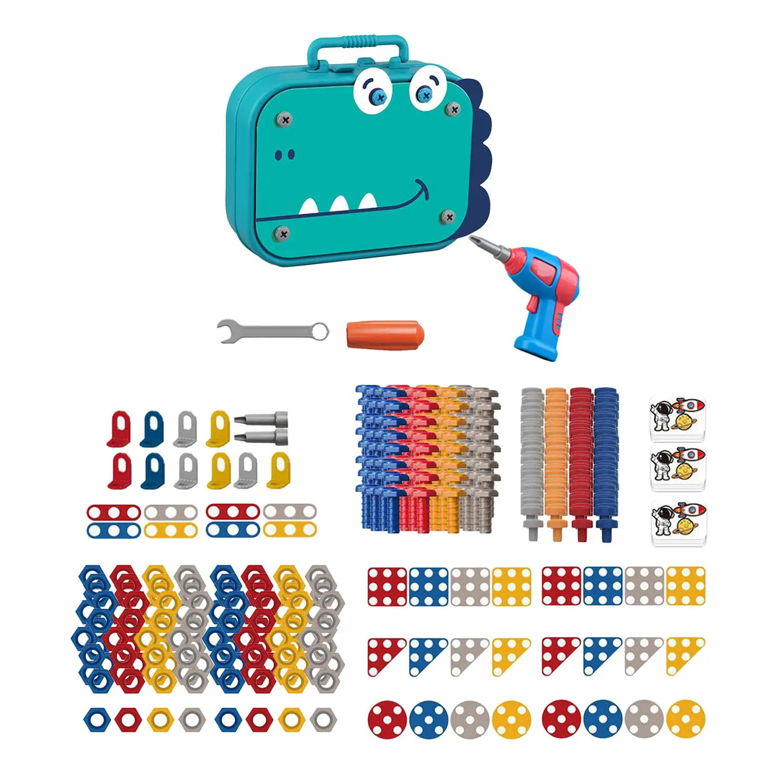Drill and Screwdriver Toy Set Color Learning Nut Puzzles Block Design and Drill Toy for Kid Electric Drill Toy Focus Imagination