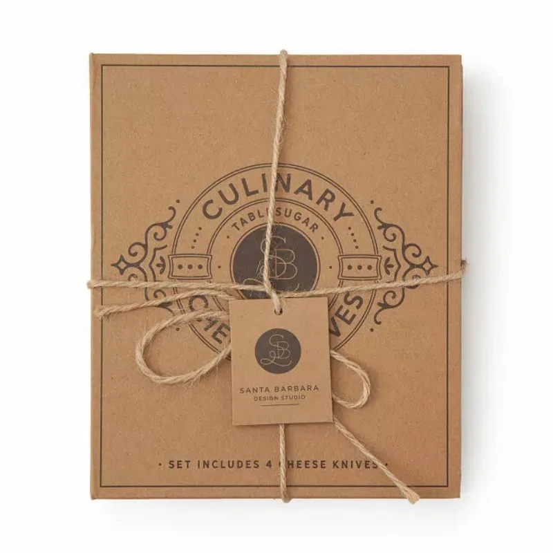 Description Picture 5 of item4pcs/6pcs Oak Cheese Knife Set Cheese Knife and Butter Knife Kraft Paper Box Packaging Cheese Tools Suit