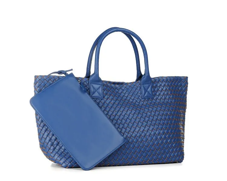 Candy color woven tote bag 2022 new fashion one shoulder women's bag large capacity handbag luxury large bag shopping bag
