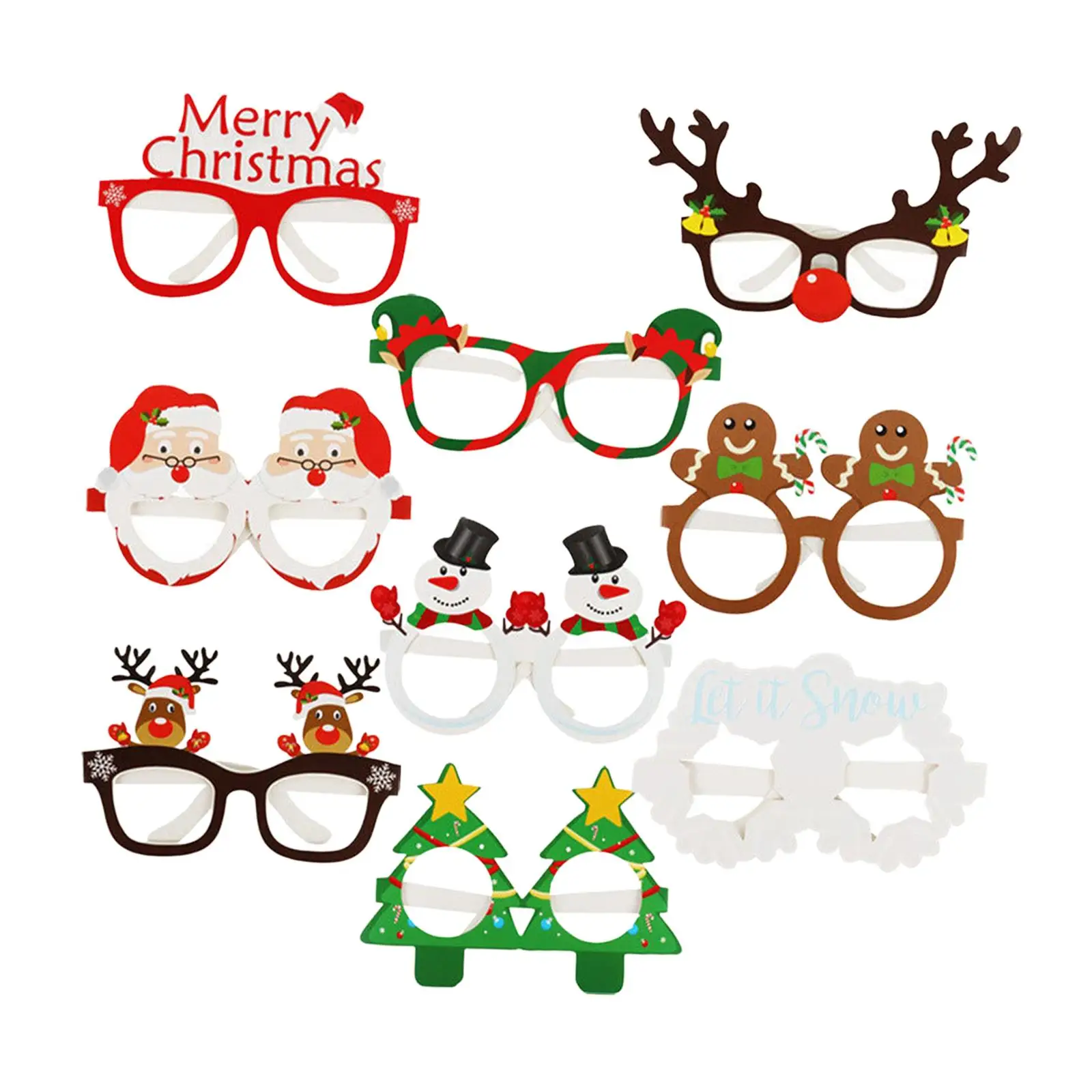 9 Pieces Merry Chrismtas Glasses for Kids Adults Photo Props Novelty Toys New Year Present Party Favors Xmas Glasses Frame