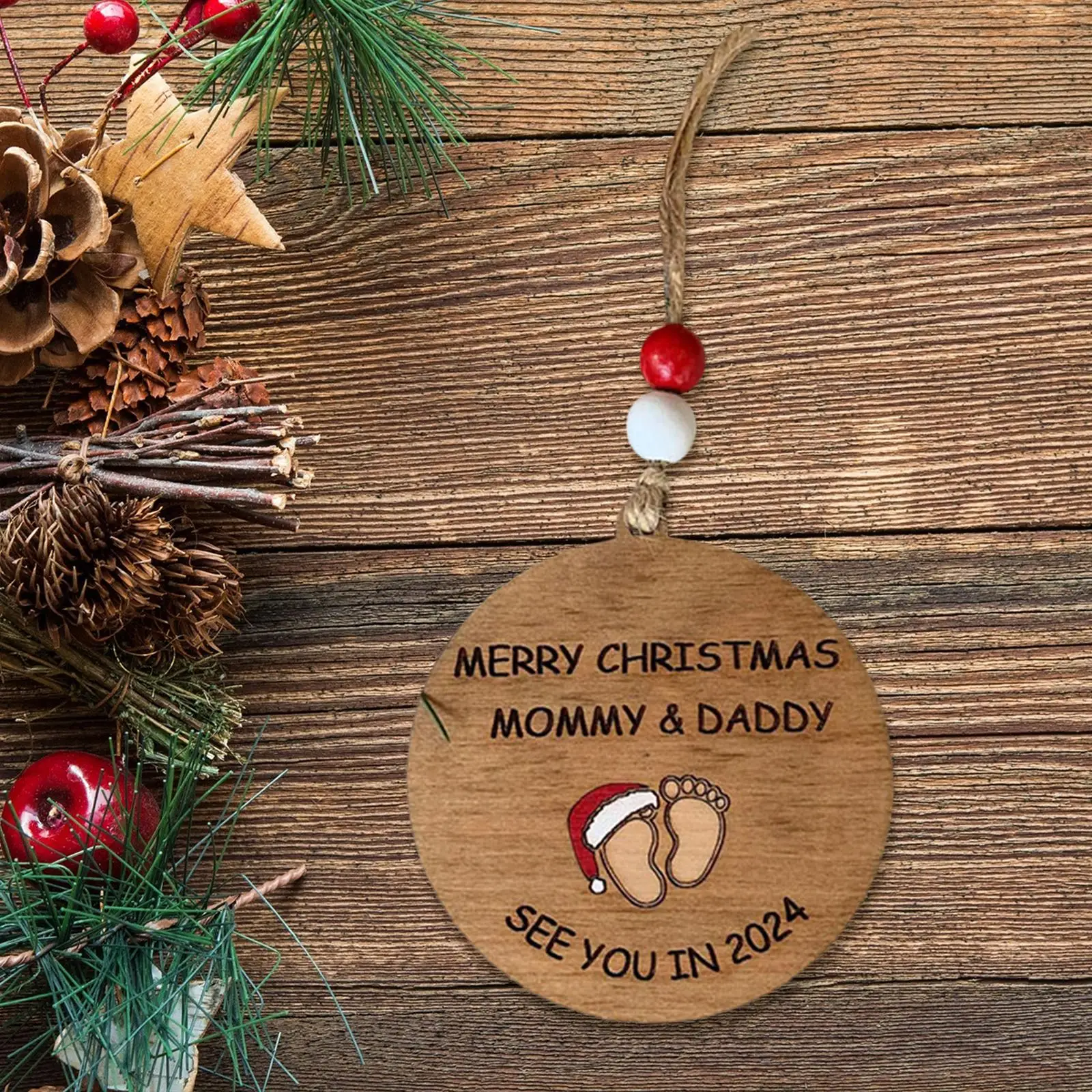 Christmas Hanging Wooden Sign with Ropes Christmas Decoration for Xmas Tree Polished Surface Easily Install Exquisite Durable