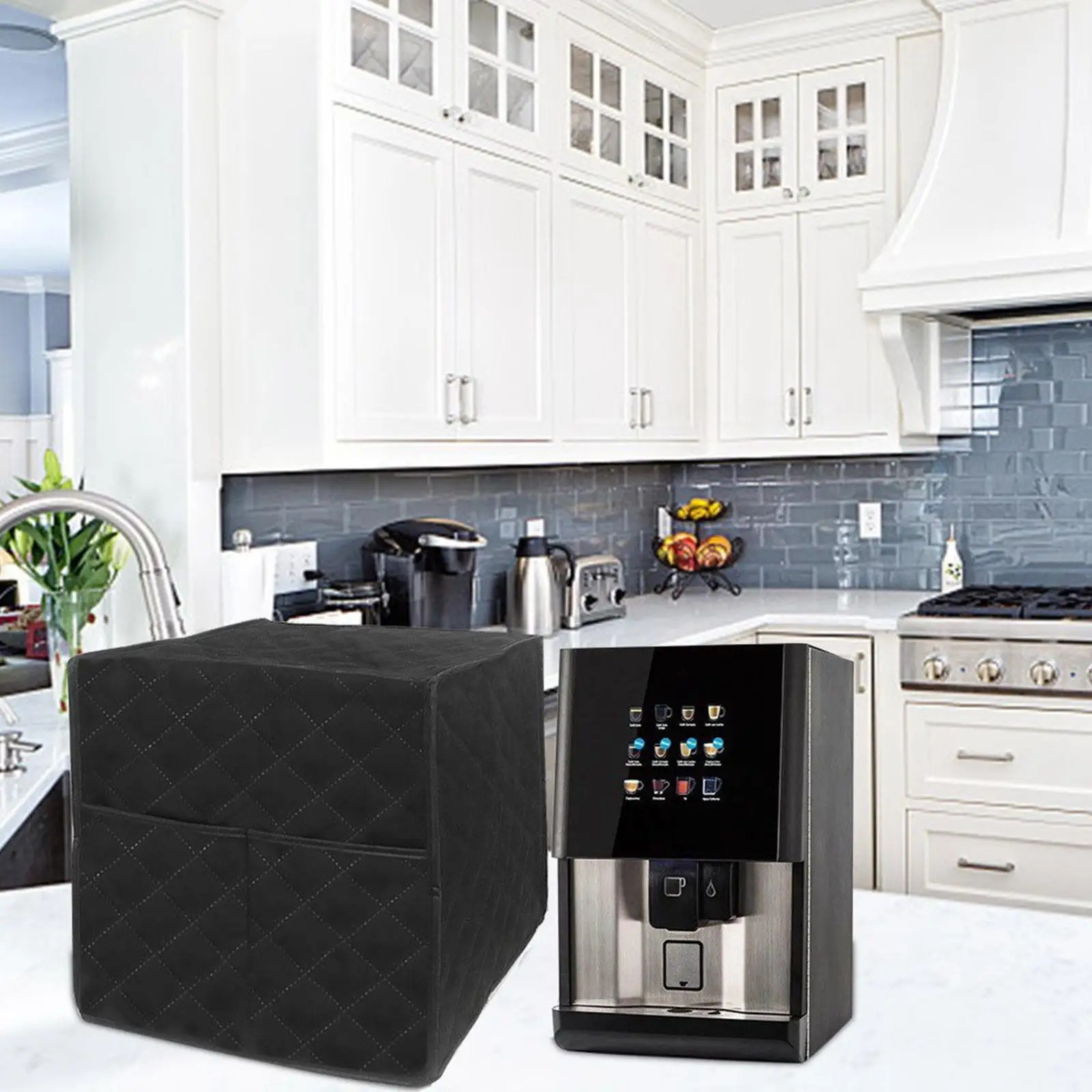 Coffee Maker Appliance Cover Dust with Storage Pocket ,13.4x13x14inch