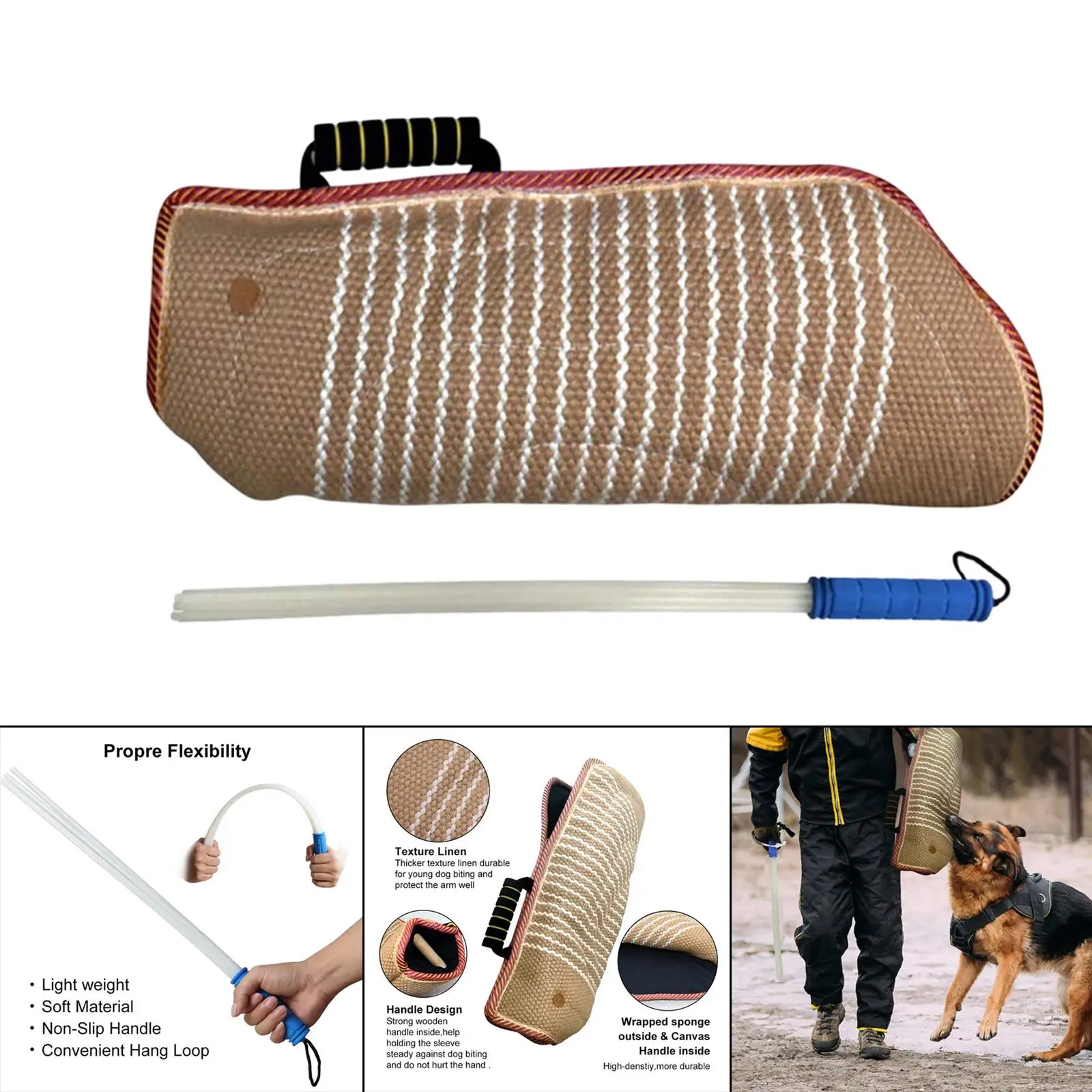 Dog Bite Sleeve Training Tug Toy with Whip Agitation Stick for German  Playing