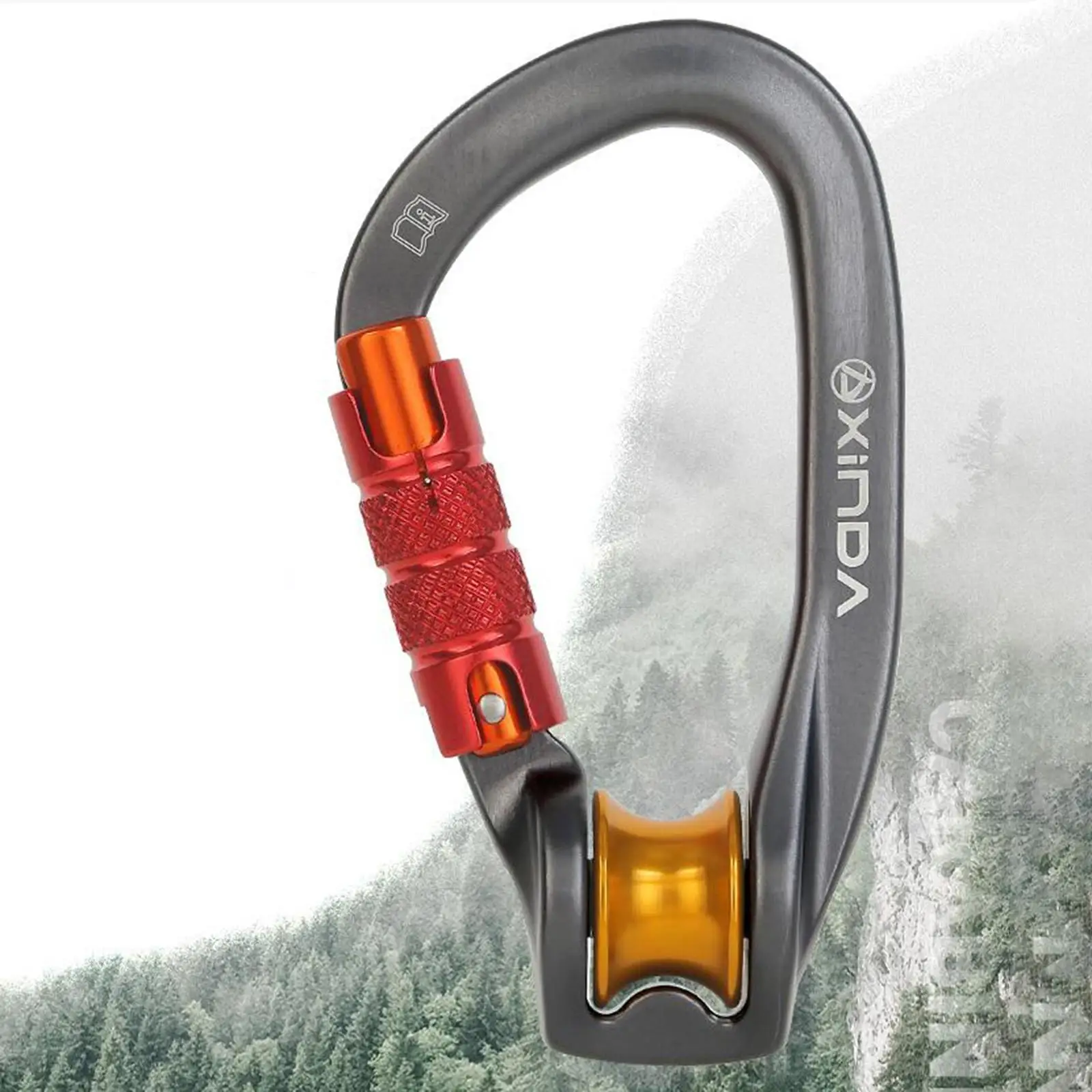 Outdoor Pulley Carabiner Mountaineering Safety Buckle Lock Cross Strop Equipment Bearing Pulley Hook