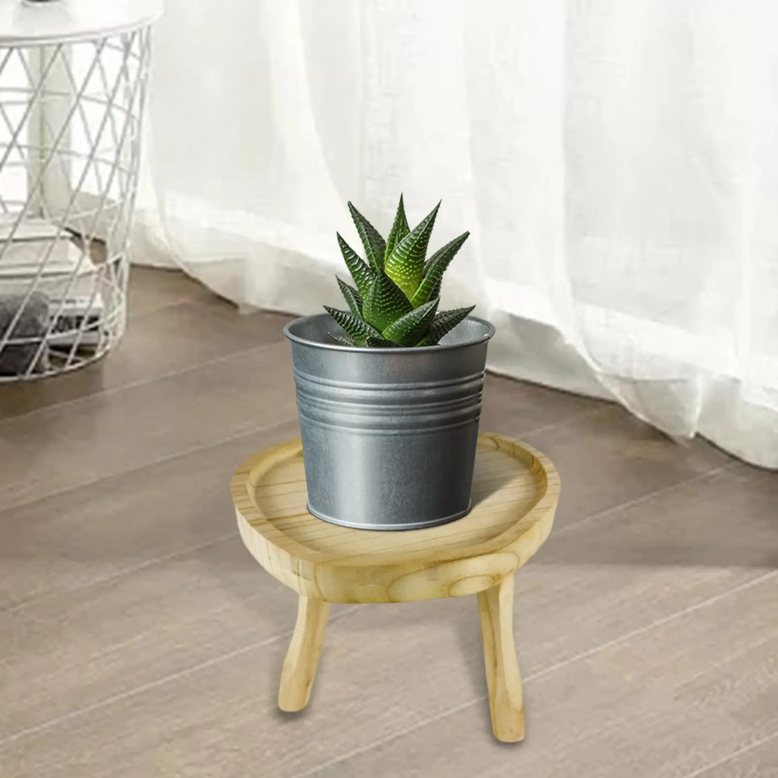 Wooden Flowerpot Holder Lightweight Portable Flowerpot Shelf Fashion Durable Round for Bedroom Patio Entryway Desk Ornament