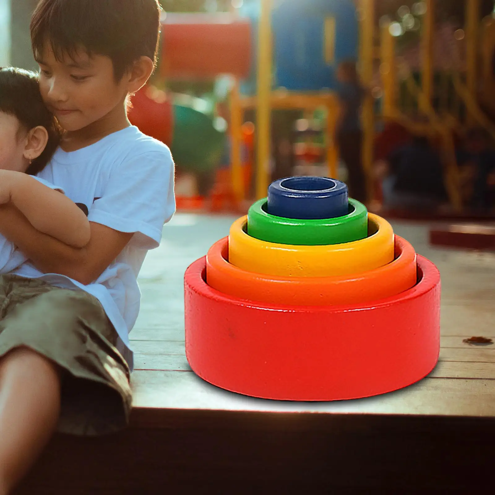5Pcs Creative Rainbow Stacked s Stacking Toys  for Early Education Cultivating Color Cognition Boys Baby Toddlers