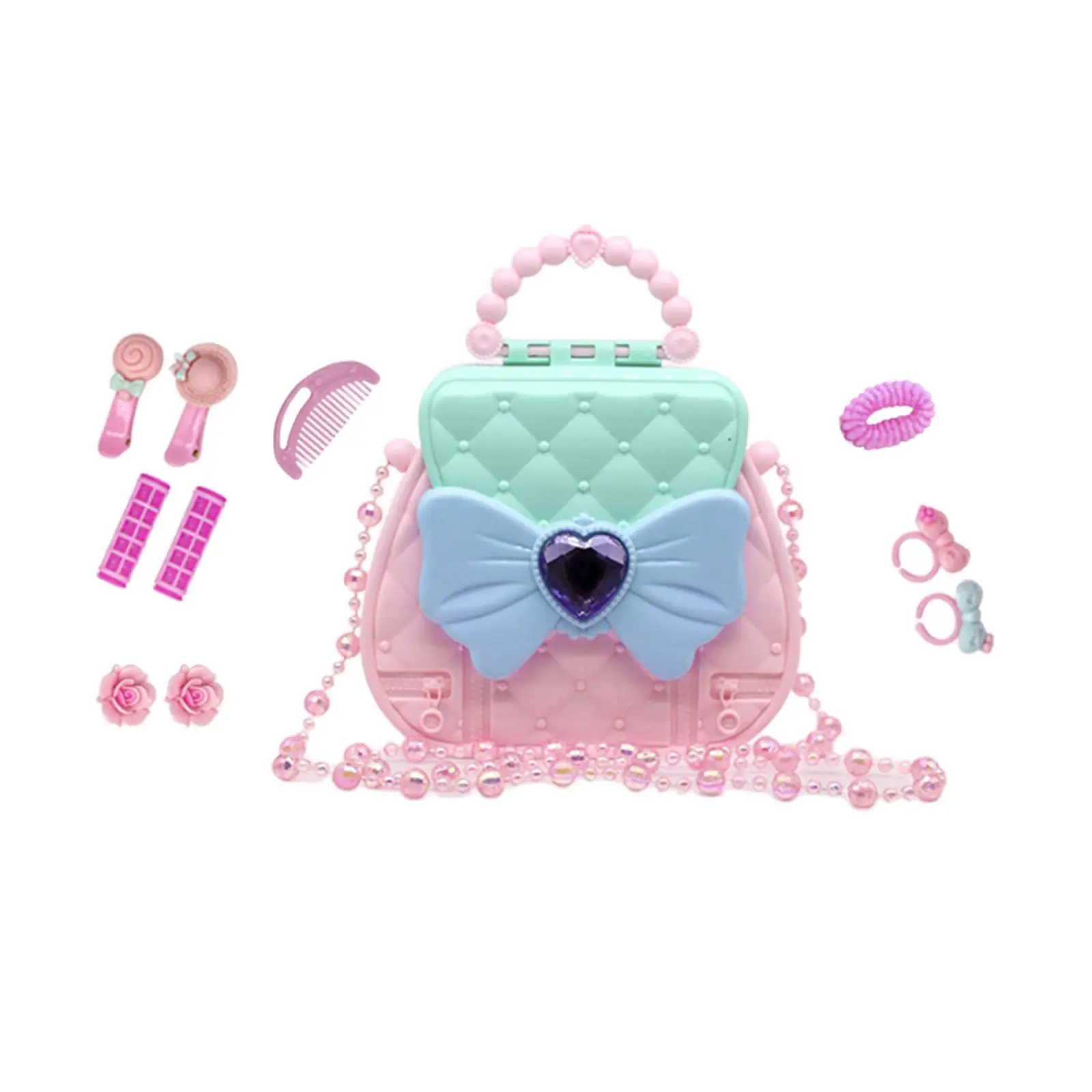Pretend Play Handbag Toy Set Dress up Beauty Safety Materials Toddlers Purse Playset for Festivals Birthday New Year Holiday
