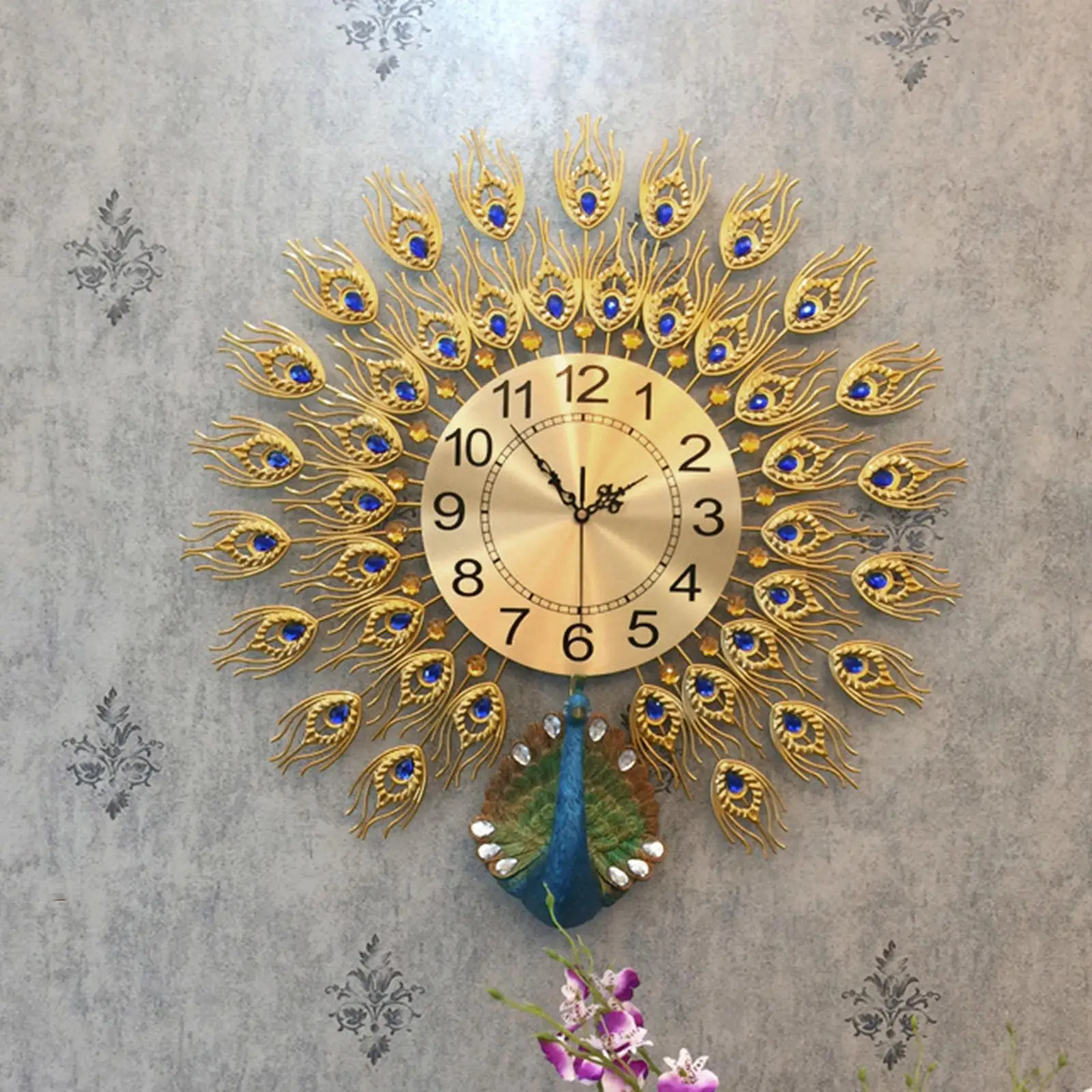 Wall Clock Hanging Clock Elegant Decorative Metal Watch Crafts Silent Ornament Colorful for Wall Decor Office Kitchen Bathroom