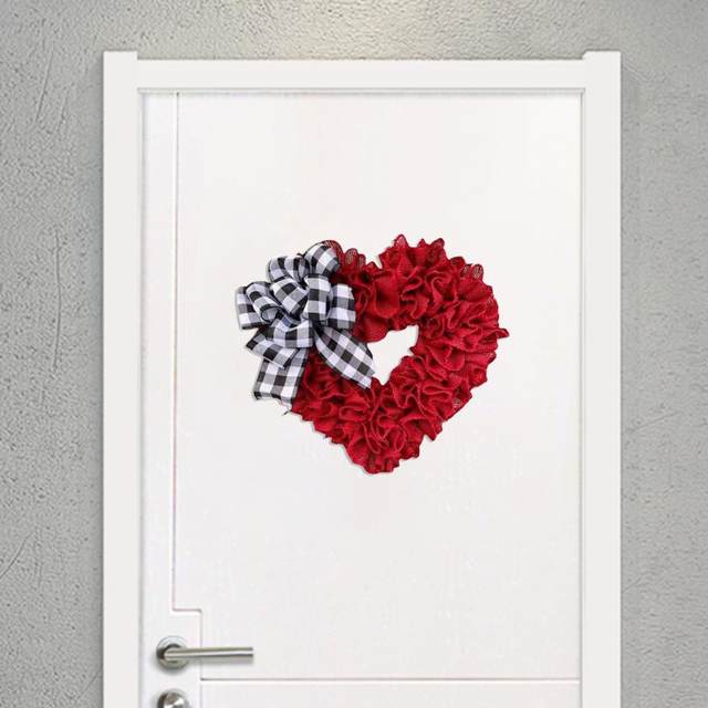 Valentines Wreath For Front Door Heart Shape Artificial Rose